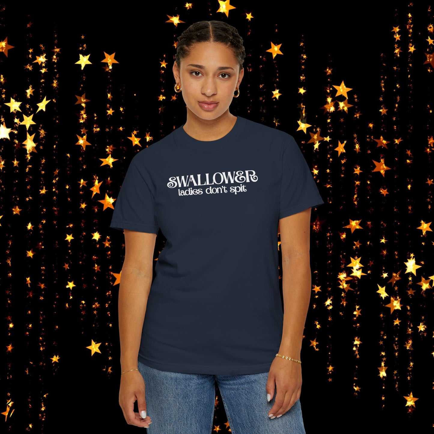 Naughty Swallower T-Shirt – Funny Oral Sex Tee for Women – Dirty Adult Humor Gift