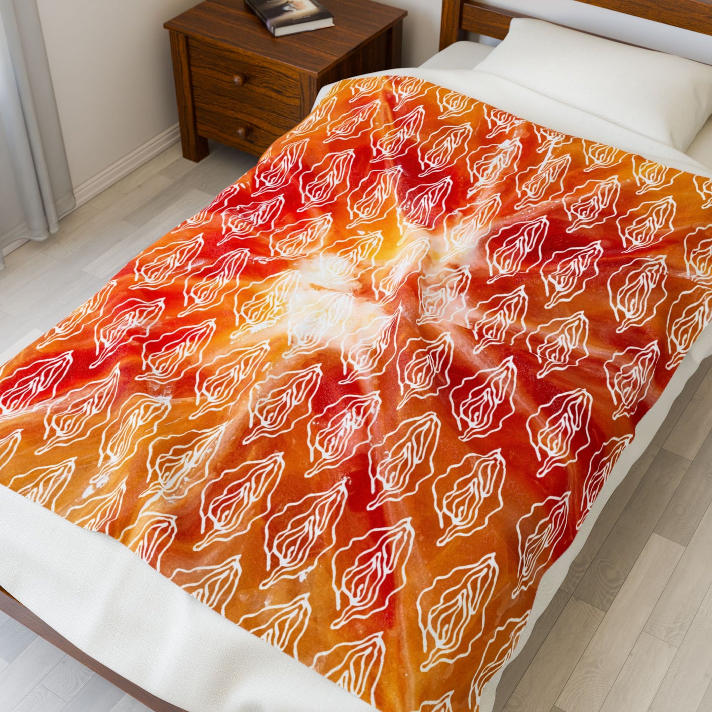 Firey Vagina Plush Blanket, Vagina Print, Sexy Feminist gift, Lesbian Bachelorette Gift