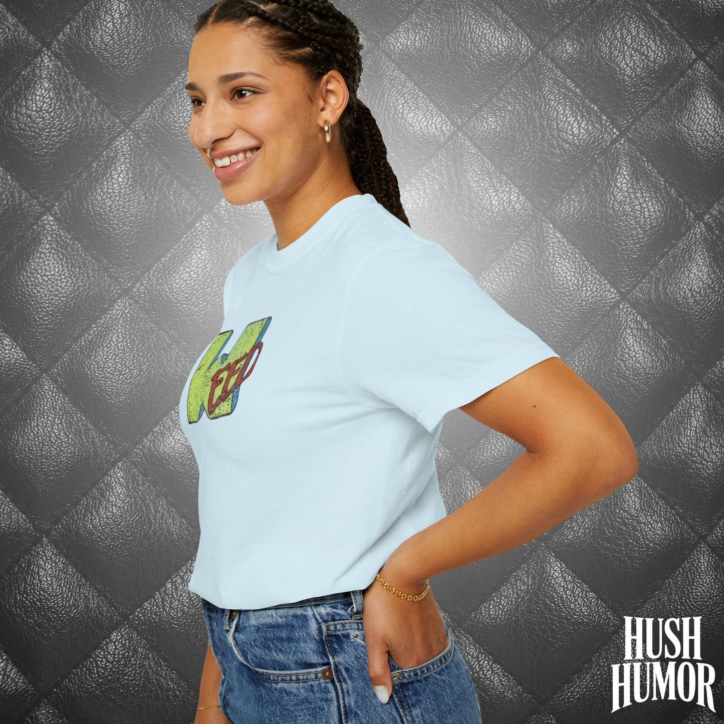 WEED Retro Graphic Tee | Stoner Girl Shirt, Funny Marijuana Meme Gift