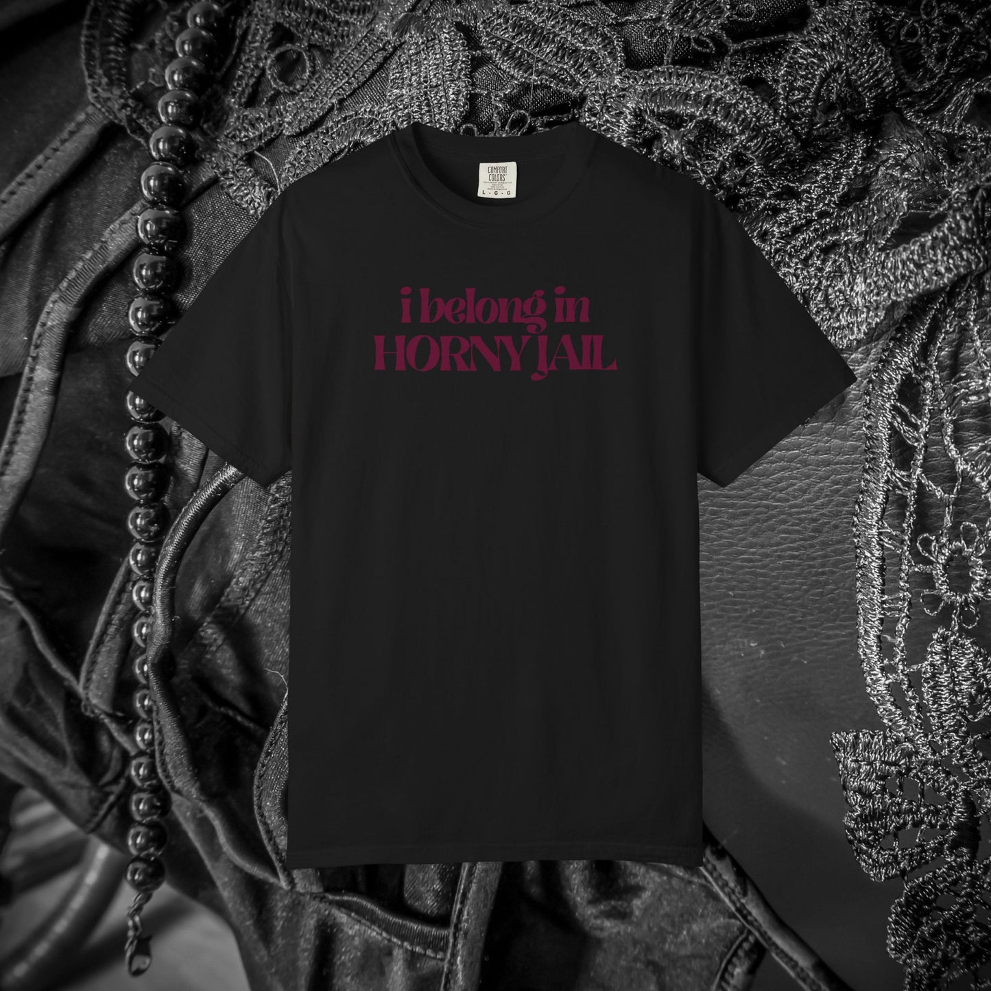 I Belong in Horny Jail, Fun Adult Gift, Inappropriate Offensive Ladies tshirt