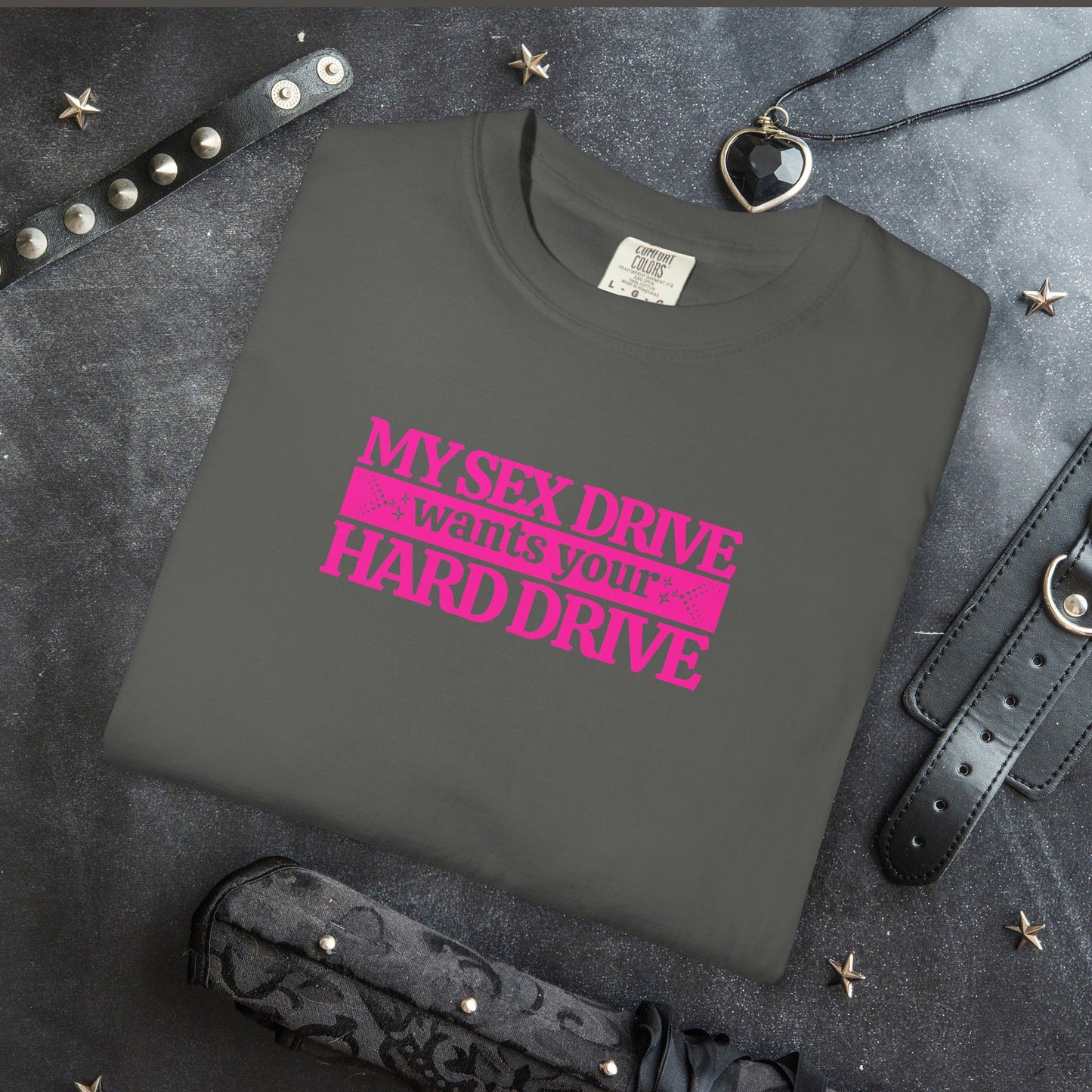 My Sex Drive Wants Your Hard Drive Naughty Women's Shirt – Suggestive Tee, Funny Gift, Sexy Apparel, Playful Party T-Shirt