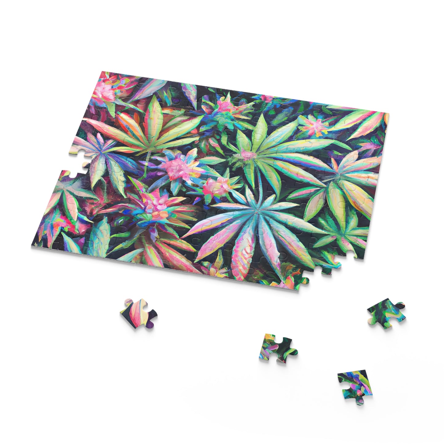 Vibrant Leaf Puzzle – Trippy Pastel Print for Chill Vibes | Gift-Ready Fun for Artsy Minds