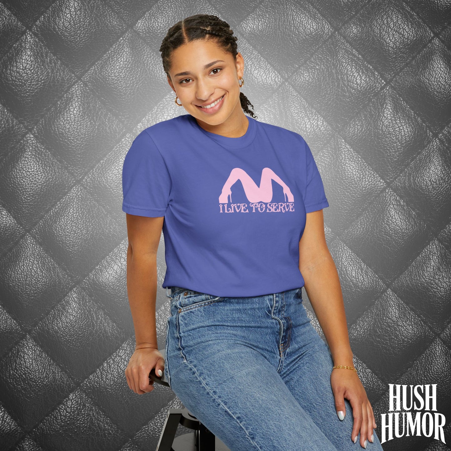 I Live to Serve Submissive T-Shirt | BDSM Kink Shirt for Women Pink graphic tee