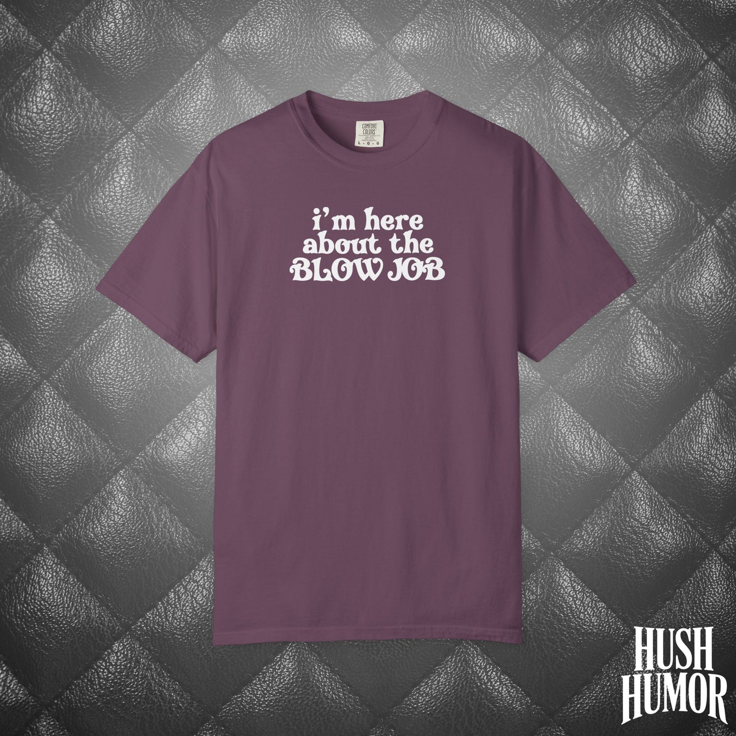 I'm Here About the Blow Job T-Shirt | Naughty Girl Sex Humor Tee | Sarcastic Dirty Shirt for Women | Hot Wife Adult Graphic Apparel