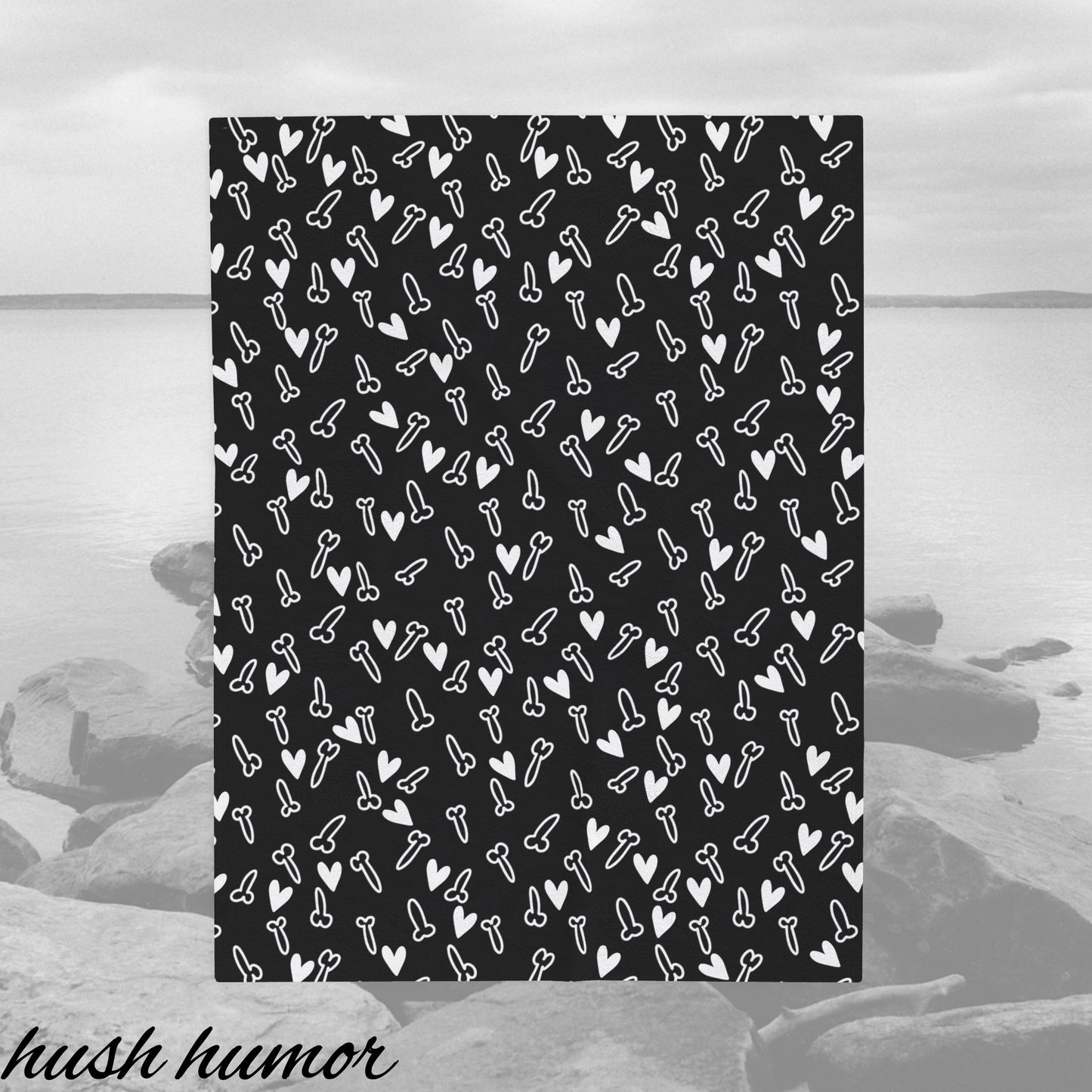 Funny and Cute Black and White Penis Plush blanket