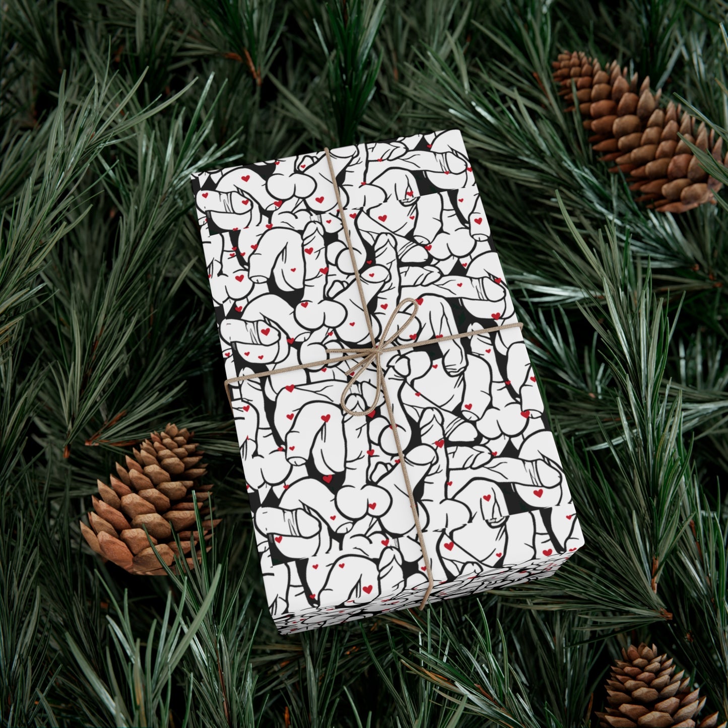 Black & White Penis Wrapping Paper – Funny Adult Willy Gift Wrap, Cute C*ck Gag Gift Paper