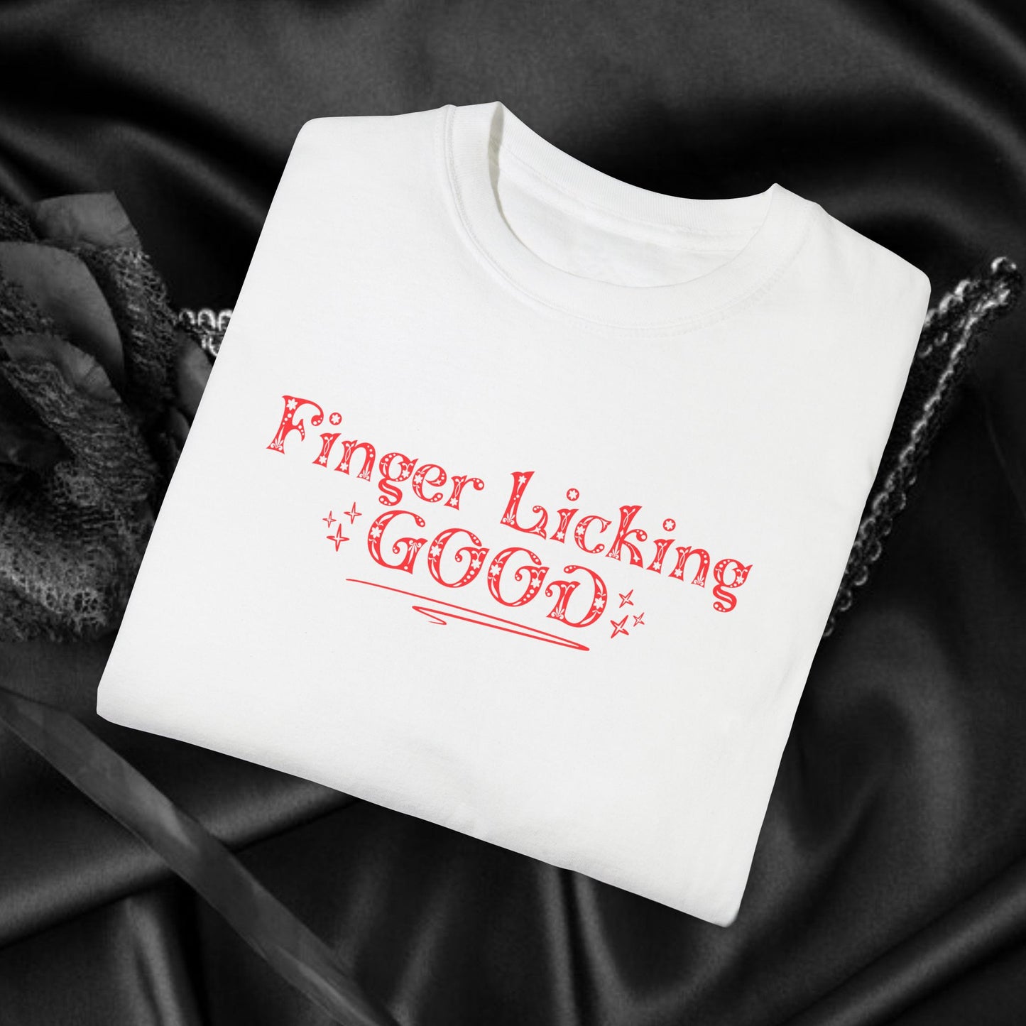 Finger Licking Good Naughty Women’s T-Shirt – Funny Comfort Colors Tee, Inappropriate Adult Humor Gift