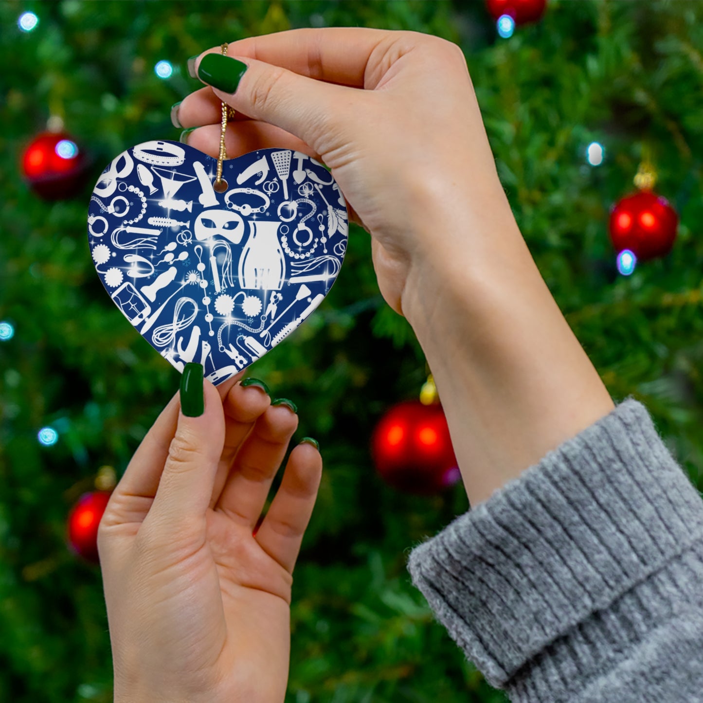 Naughty BDSM Heart Ornament – Sexy Christmas Tree Decor, NSFW Ornament (Limited Winter Edition)