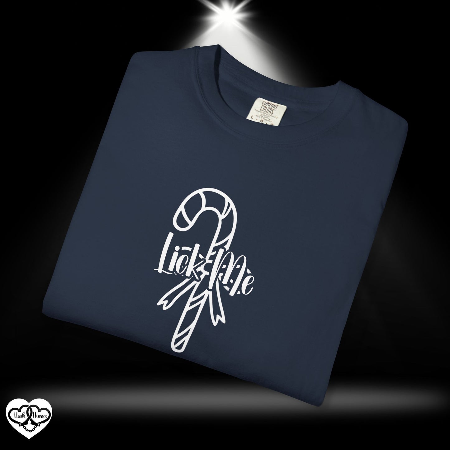 Lick Me Naughty Candy Cane Christmas Tee – Funny Adult NSFW Holiday Party Shirt