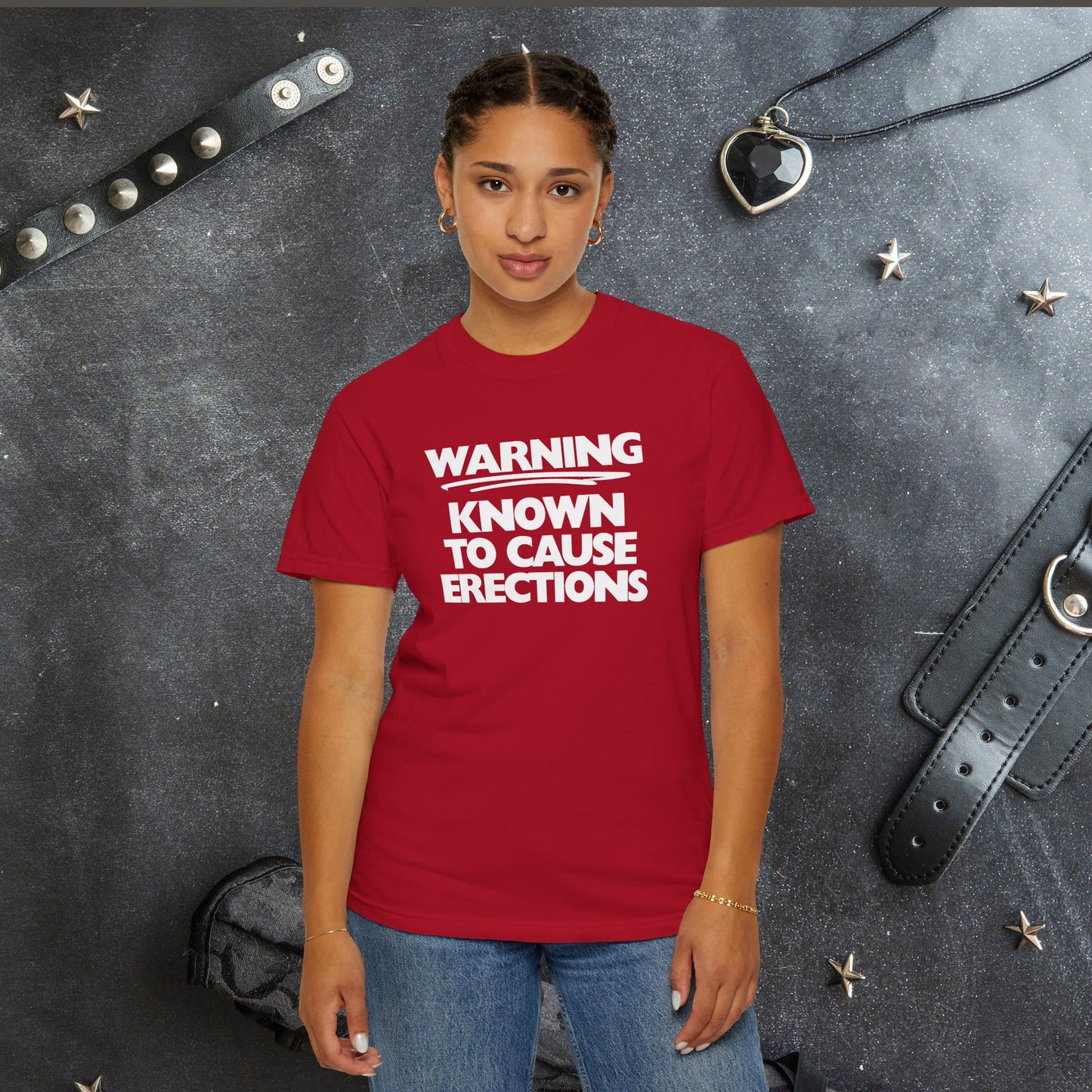 Naughty Shirt – WARNING Known to Cause Erections Adult Garment-Dyed Comfort Colors Tee