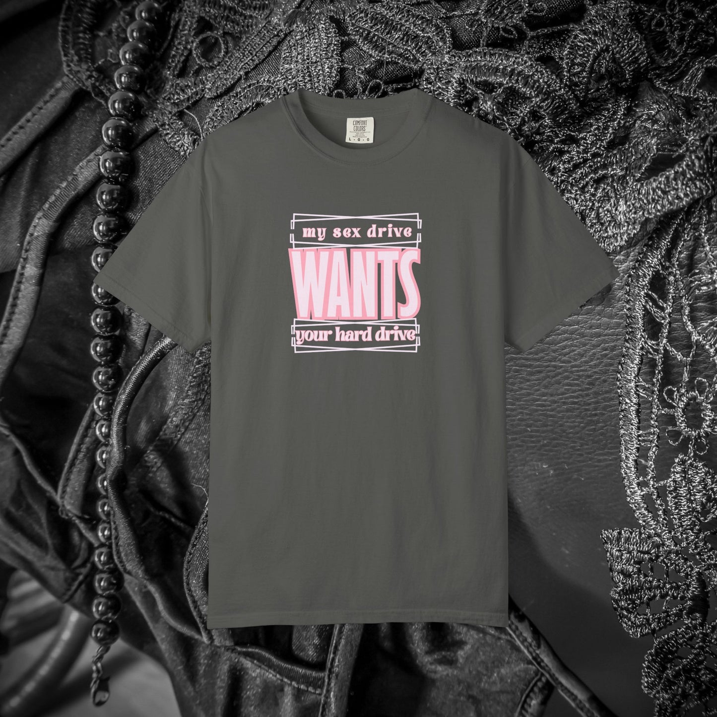 My Sex Drive Wants Your Hard Drive naughty suggestive women's t-shirt, fun adult apparel