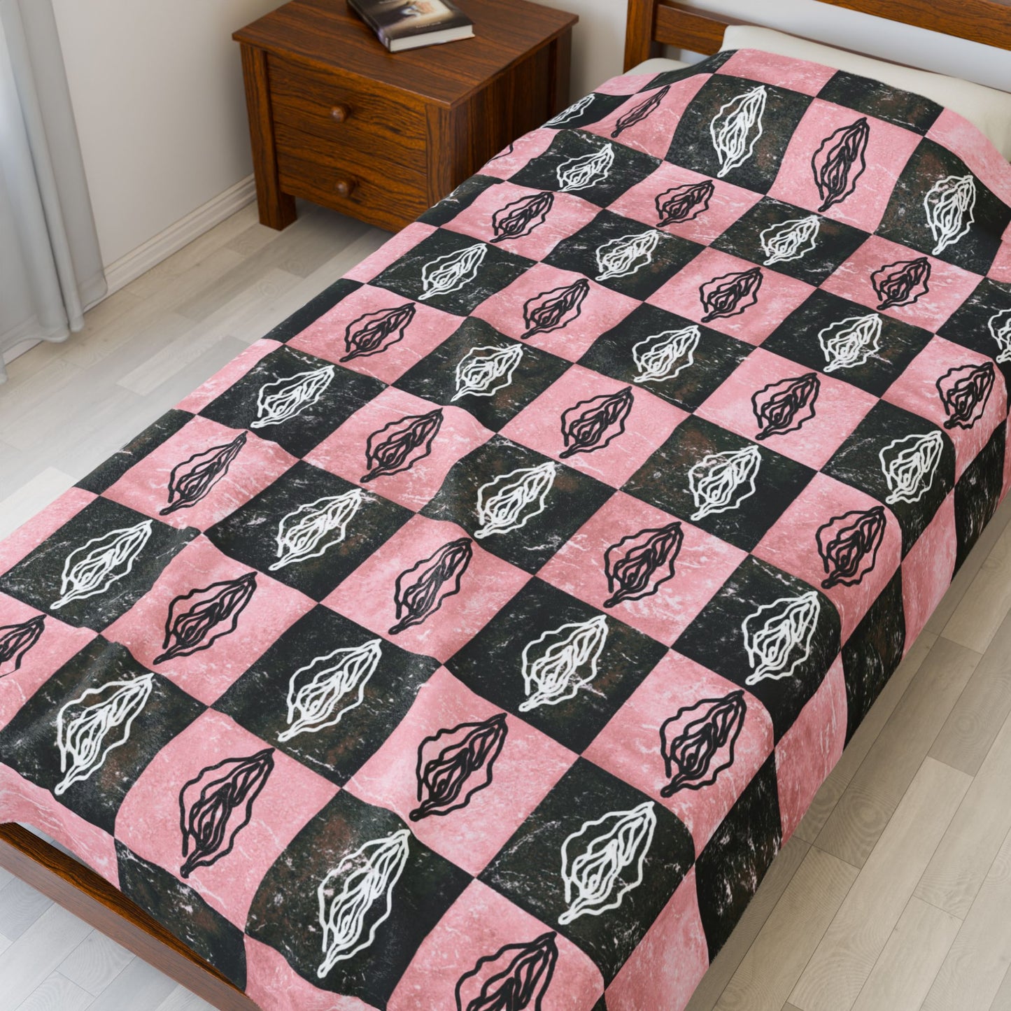 Vintage Style Female Sex Print Blanket, Sexy Feminist gift, Lesbian Bachelorette Gift idea