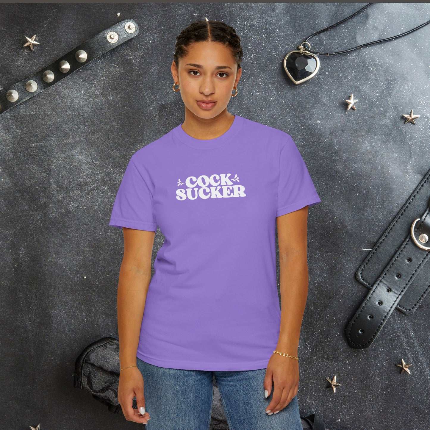 C*ck Sucker Offensive Ladies Comfort Colors T-Shirt – Hot Wife NSFW Party Tee