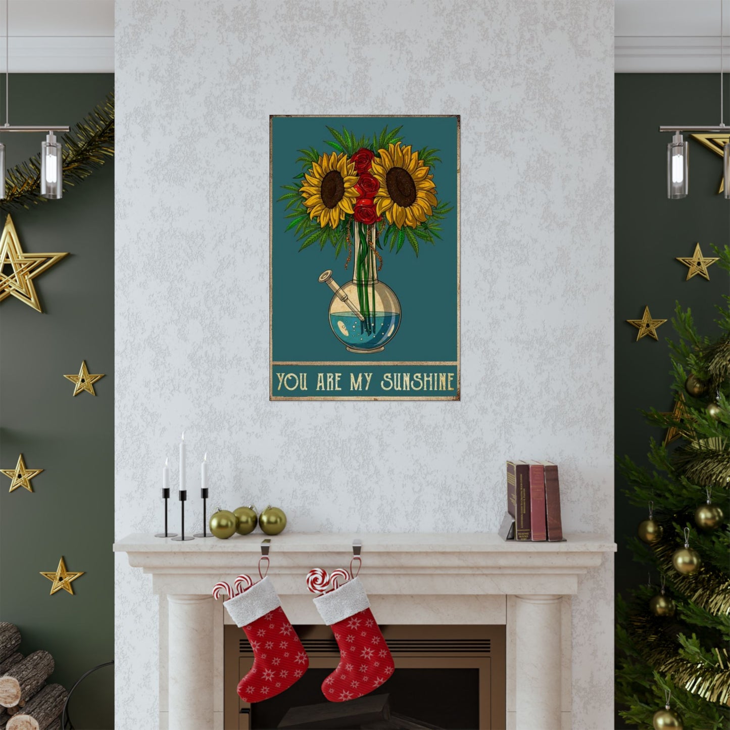 Flower Power Pot Poster – You Are My Sunshine Weed Wall Art, Sunflower Stoner Decor
