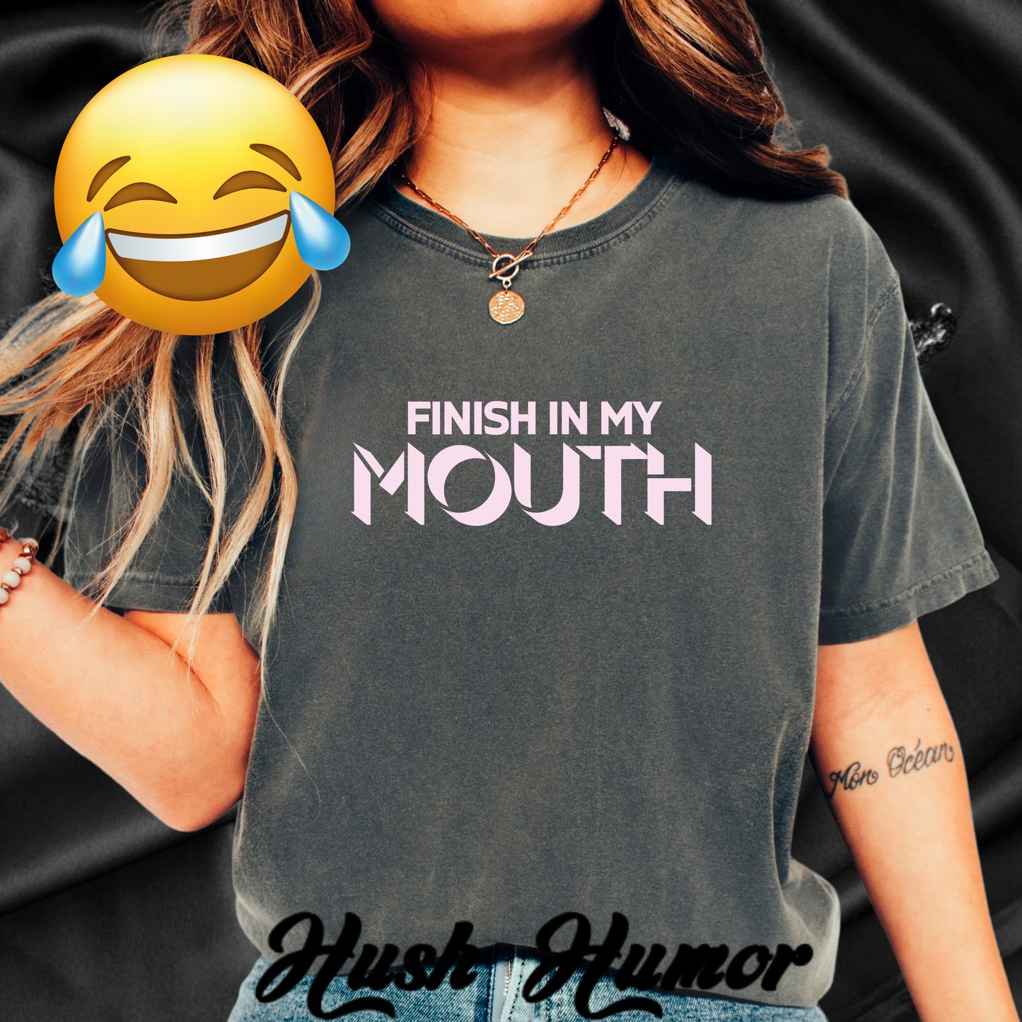 Naughty Shirt – Finish in My Mouth Offensive Hot Wife T-Shirt, NSFW Comfort Colors Pepper Tee