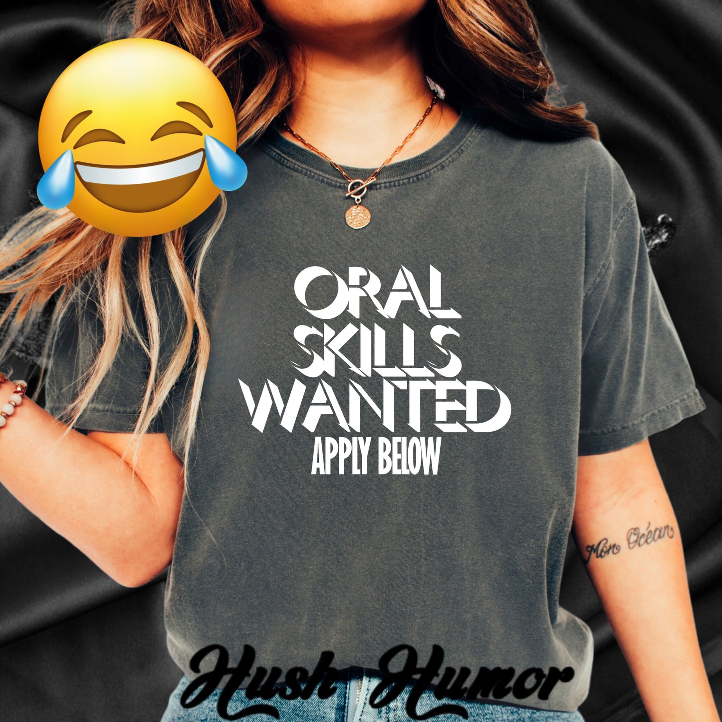 Funny Graphic Tee – Oral Skills Wanted Apply Below Unisex T-Shirt, Naughty NSFW Adult Humor Gift