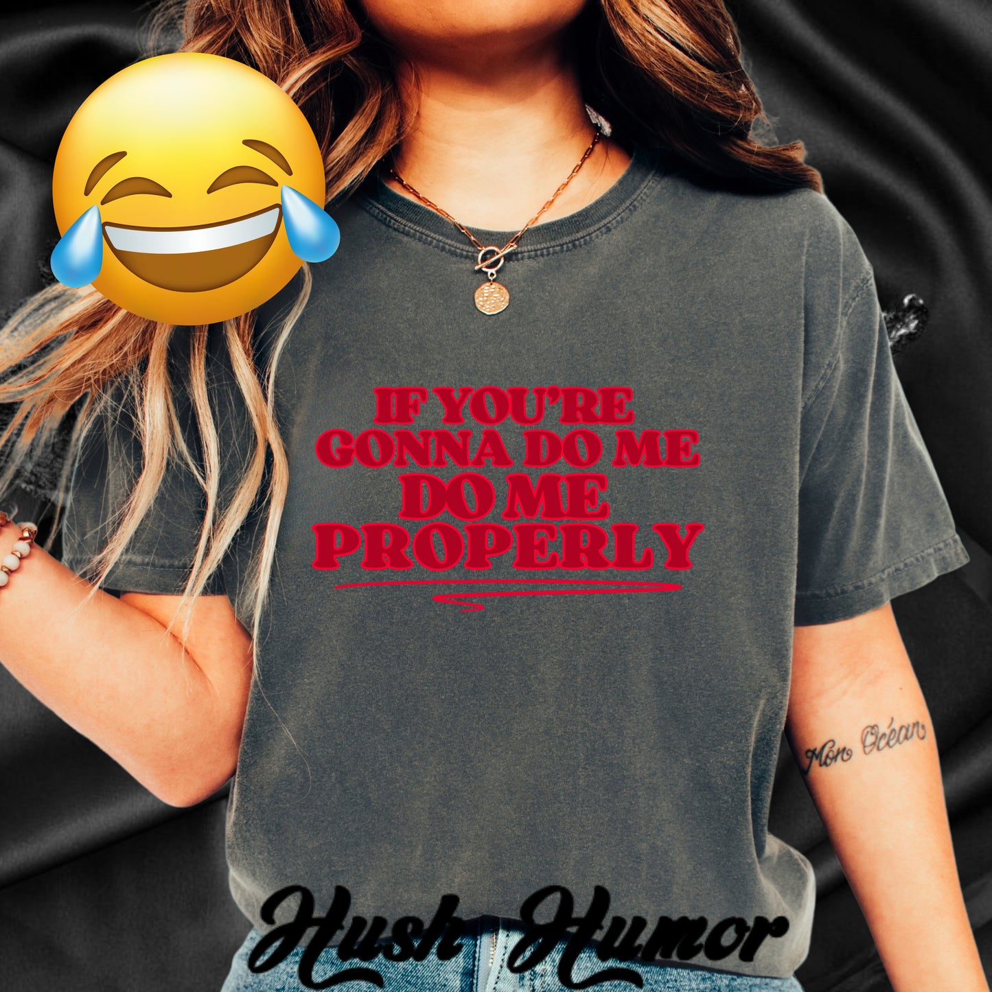 Do Me Properly Please T-Shirt – Funny BDSM FEMdom Gift Unisex Garment-Dyed Pepper Tee