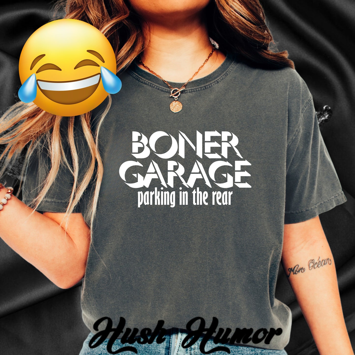 Boner Garage Parking in the Rear Naughty Women’s T-Shirt – Offensive Summer Party Tee, Funny Hot Mom Gift