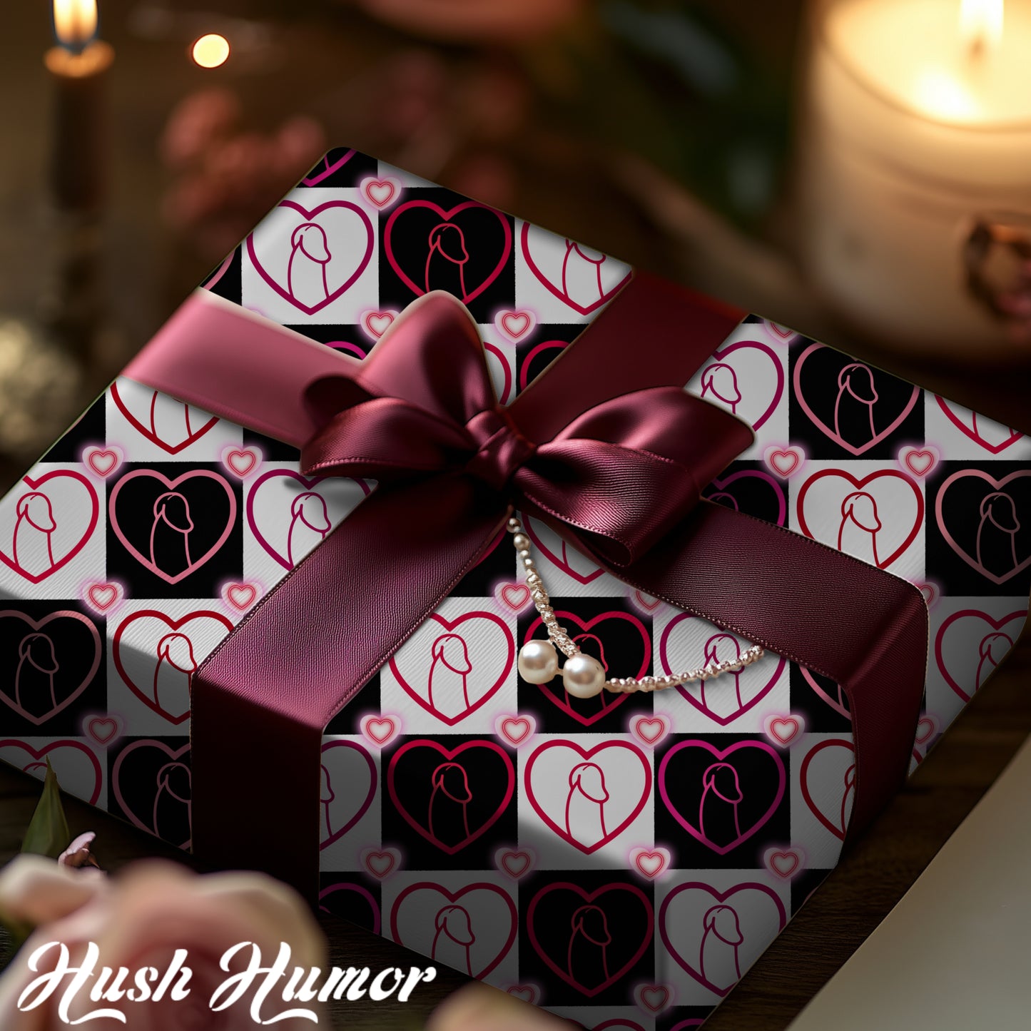 Wrapping Papers, Chic Heart & Penis Gift Wrap, Stylish Packaging for Birthdays, Holidays, Adult Naughty Paper, D*ck Lover Present