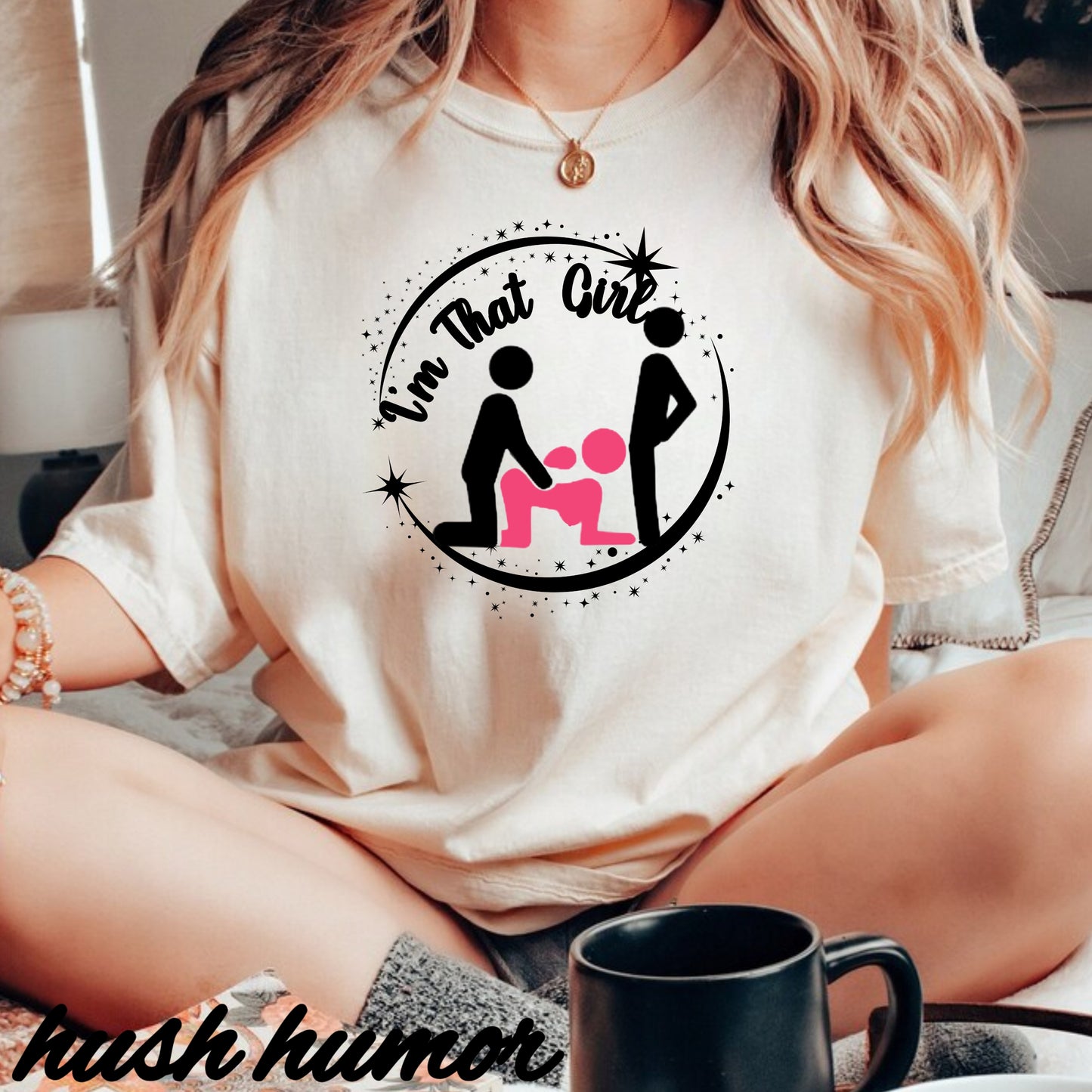 Funny Threesome Tee – Naughty Women’s Adult Humor T-Shirt, Sassy Offensive Meme Top, I’m That Girl Summer Party Shirt