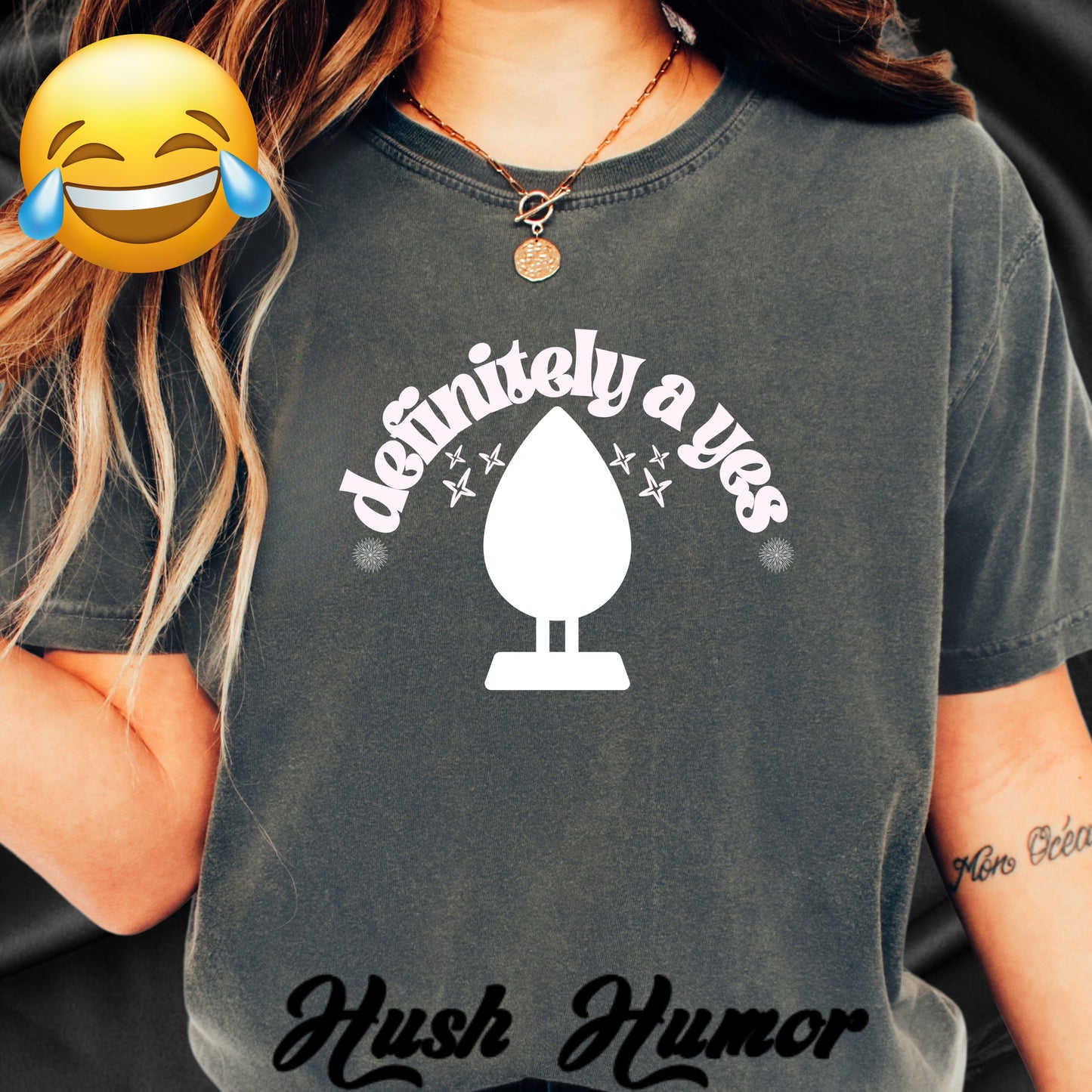 Definitely a Yes for Butt Plug Naughty Women’s Shirt – Adult Humor Comfort Colors Tee, Offensive Inappropriate Gag Gift