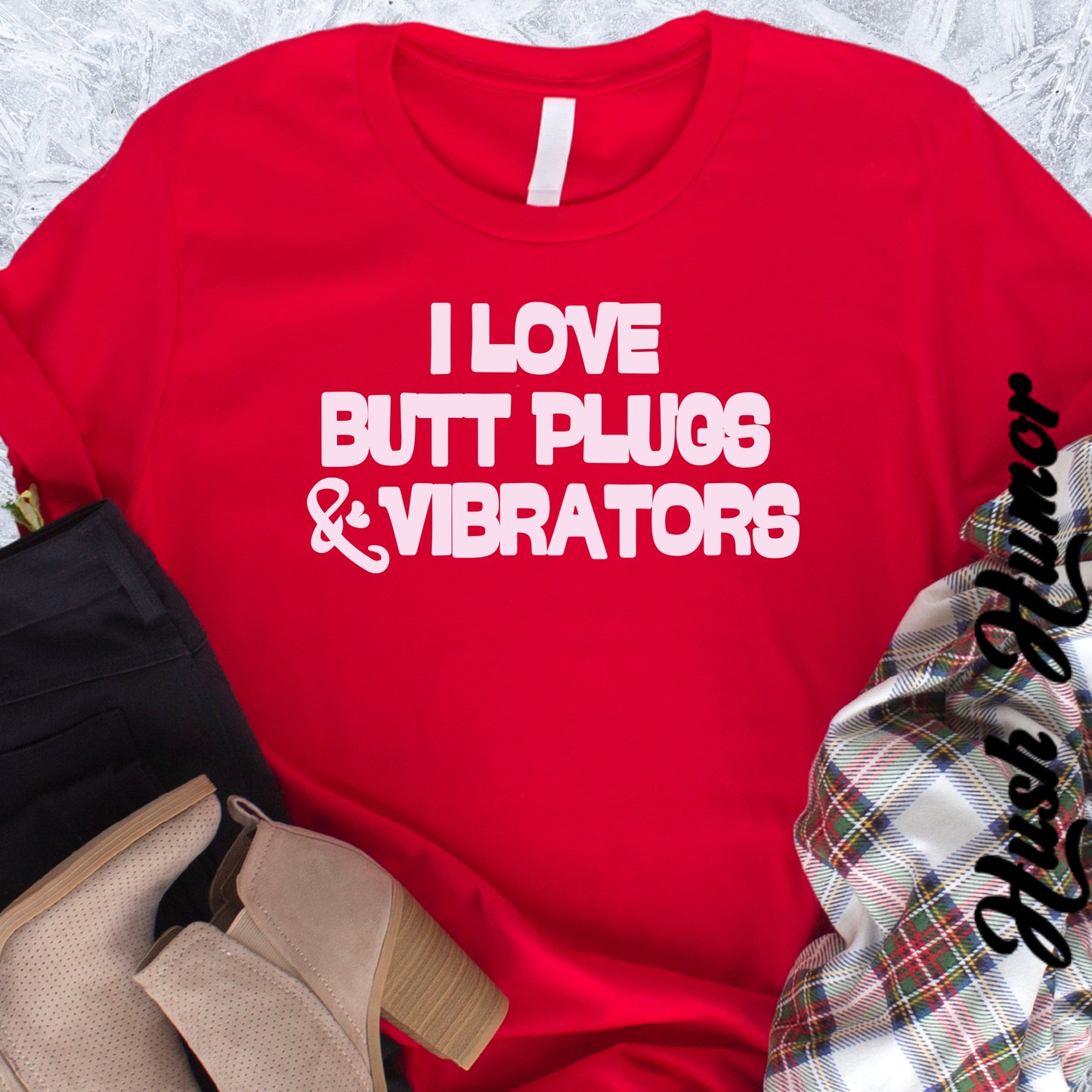 Naughty Women's Comfort Colors T-shirt, Funny Butt Plug & Vibrator Tee, Risque Party Apparel