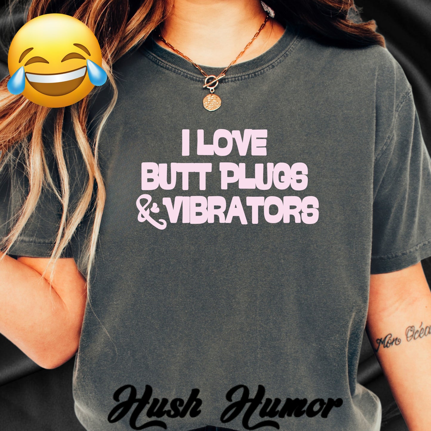 Naughty Women's Comfort Colors T-shirt, Funny Butt Plug & Vibrator Tee, Risque Party Apparel
