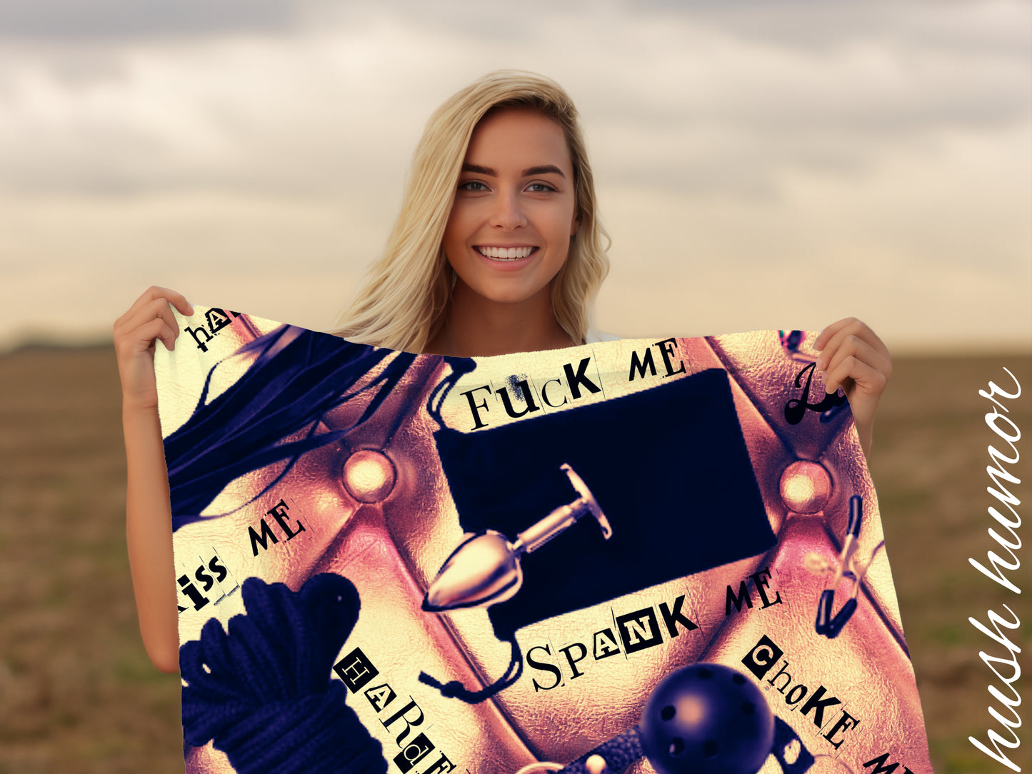 BDSM Themed Blanket, Sex Toy Blanket, Submissive Gift, Naughty Blanket, Fun Gift, Offensive Velveteen Plush Blanket