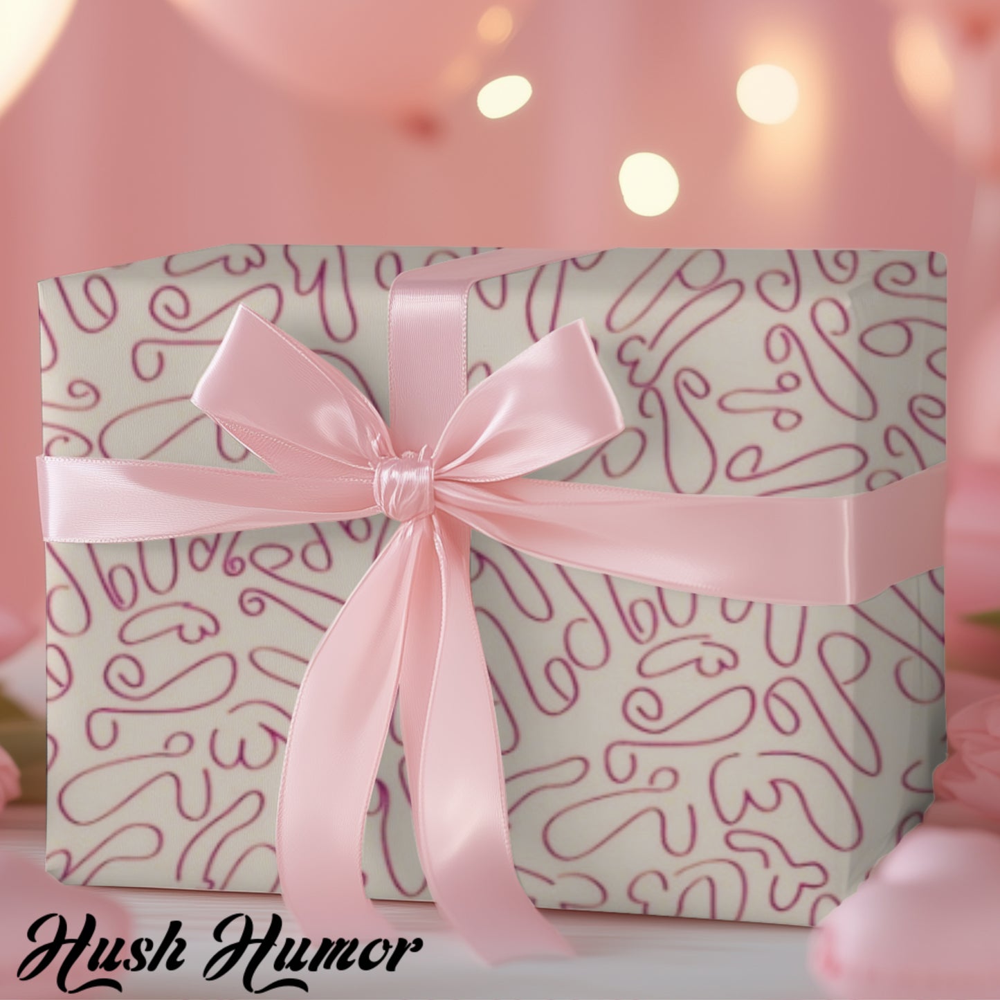 Hand drawn chic penis gift wrap for Birthdays, Holidays, Bachelorettes, Adult Naughty Paper
