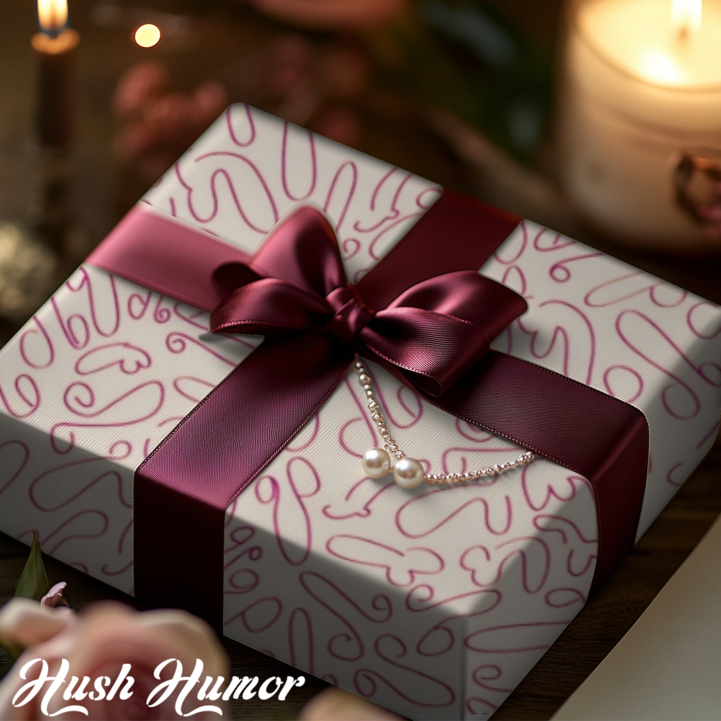 Hand drawn chic penis gift wrap for Birthdays, Holidays, Bachelorettes, Adult Naughty Paper