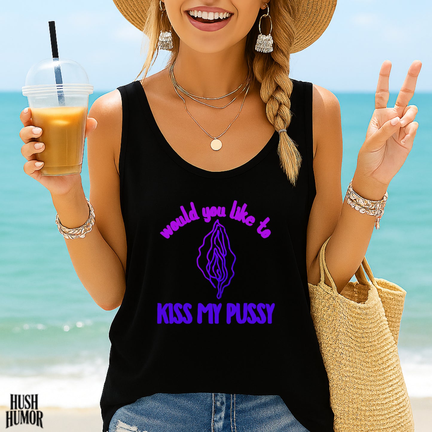 Kiss My Psssy Tank, Adult Party Top, Inappropriate Sexy Summer Top, NSFW Comfort Colors tee