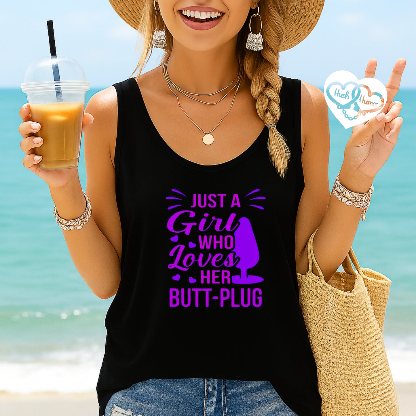 Just a Girl Who Loves Her Butt Plug tshirt, Naughty Butt Stuff Racerback Tank