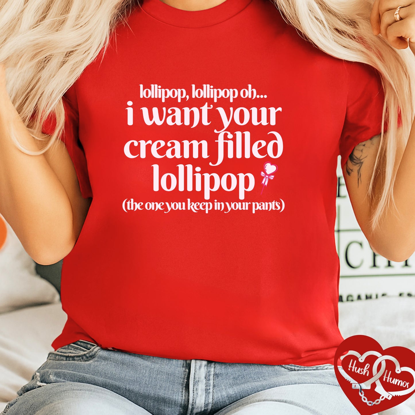 Sexually suggestive lollipop T-shirt, funny innuendo gift for hot wife, hot girl summer outfit, sexy party apparel