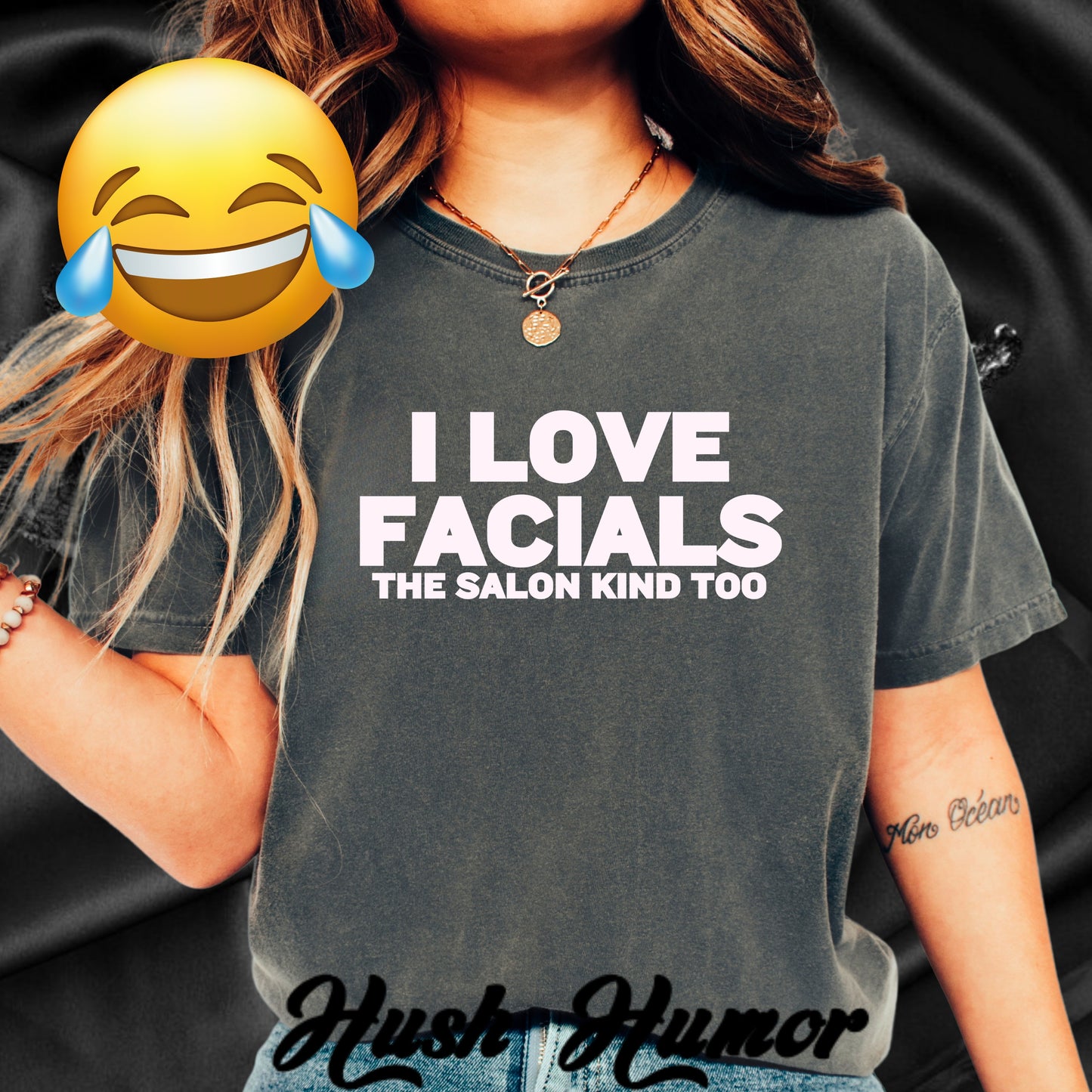 I Love Facials | Naughty Women’s Garment-Dyed T-Shirt for Dirty Party Gifts