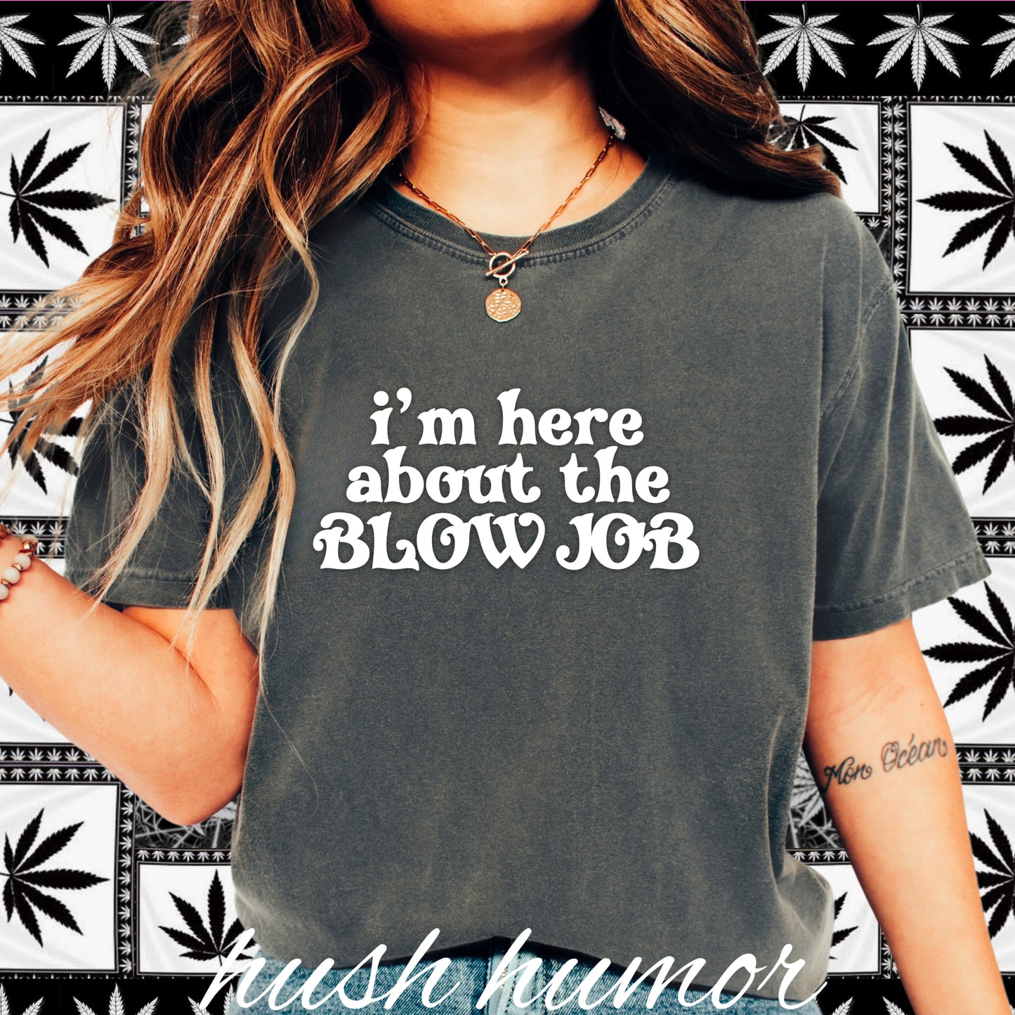 I'm Here About the Blow Job T-Shirt | Naughty Girl Sex Humor Tee | Sarcastic Dirty Shirt for Women | Hot Wife Adult Graphic Apparel