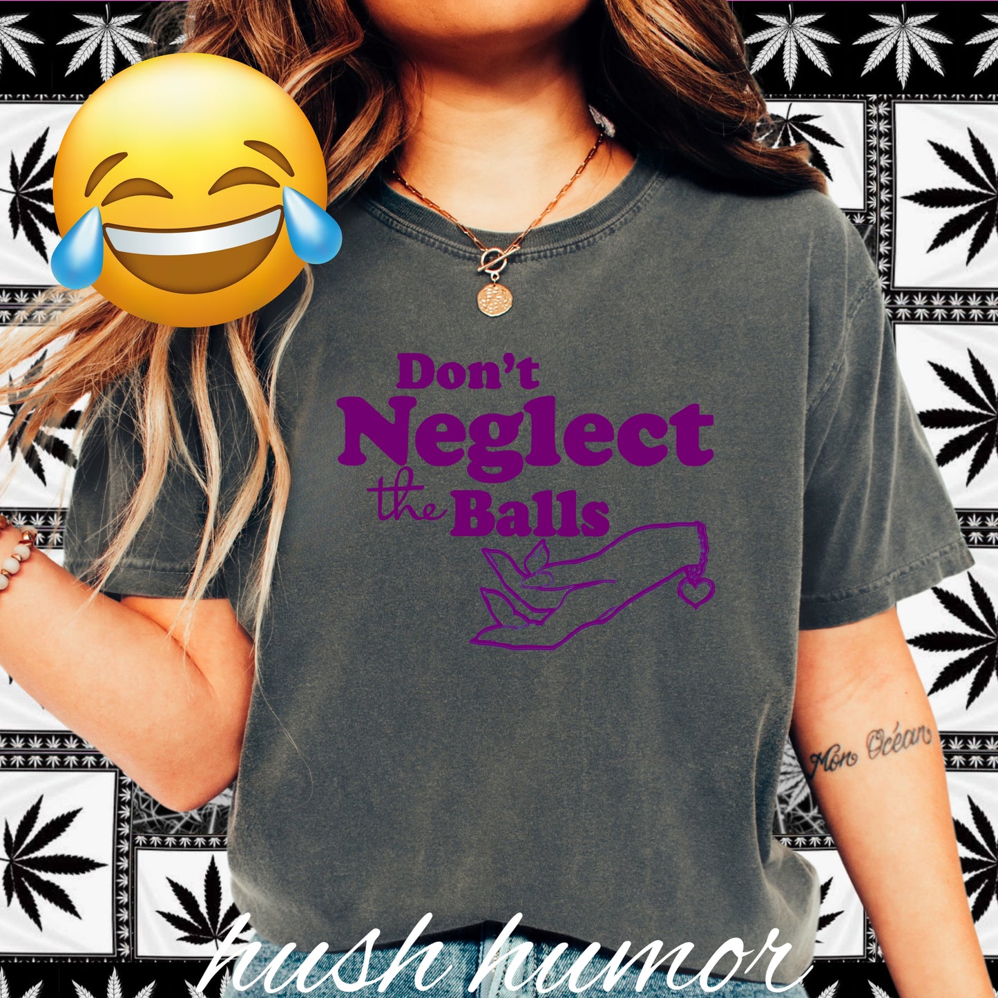 Don't Neglect the Balls Funny T-Shirt – Naughty Girl Comfort Colors Sex Shirt, Inappropriate Hot Wife Gift, Offensive Sexy Graphic Purple Tee