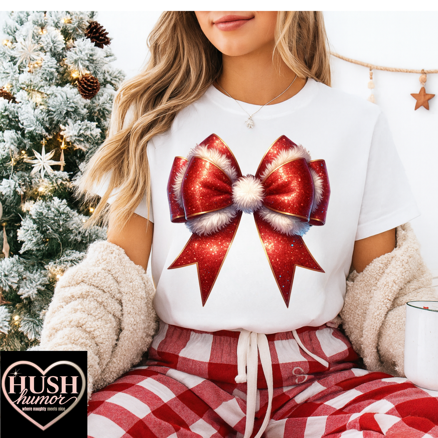 Be Santa’s Favorite Gift Tee – Wrapped Up Bow Tie Christmas Shirt, Funny Adult NSFW Holiday Party T-Shirt