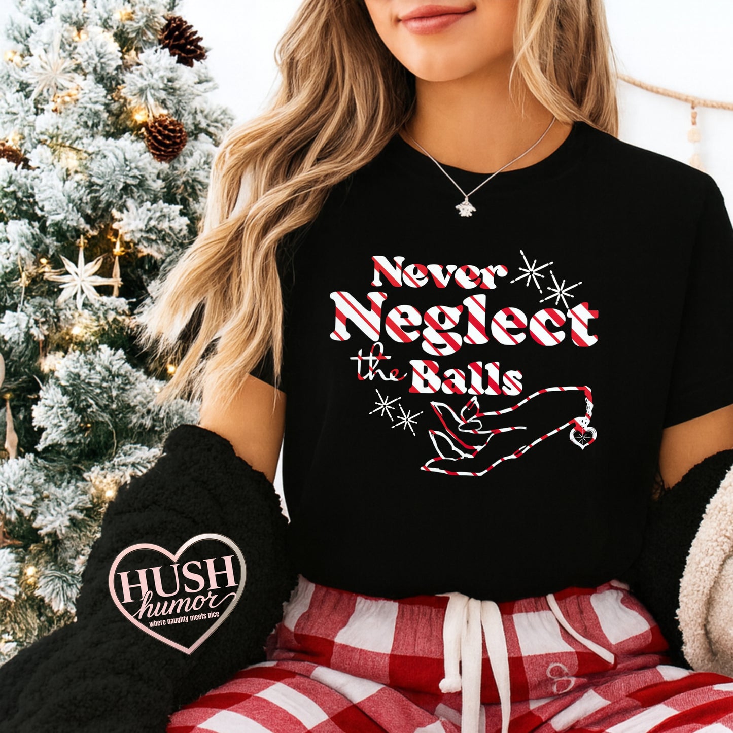 Never Neglect the Balls Christmas T-Shirt – Funny Naughty NSFW Holiday Tee