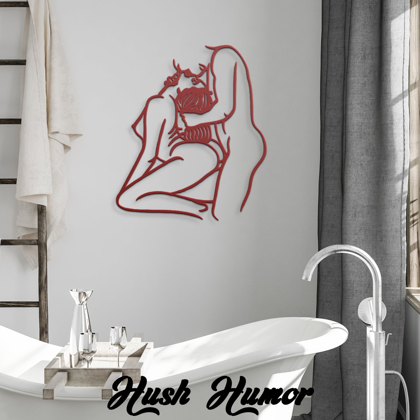 On Knees in Deep Metal Wall Art | Erotic Bedroom Decor | Sensual Master Bedroom Art