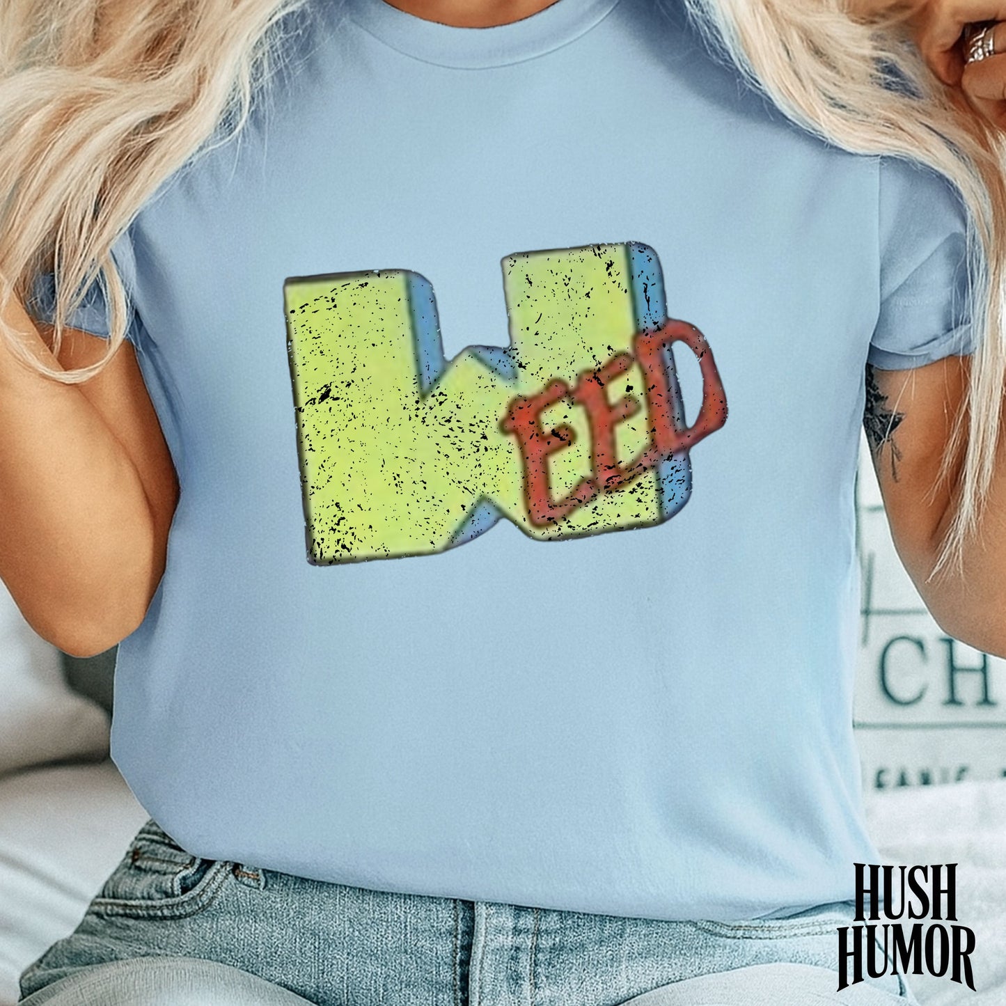 WEED Retro Graphic Tee | Stoner Girl Shirt, Funny Marijuana Meme Gift