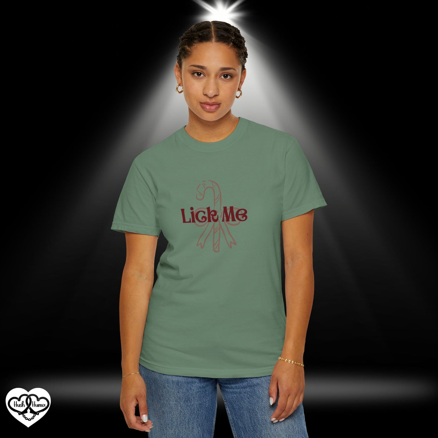 Lick Me Candy Cane Christmas Tee – Funny Adult Holiday Party Shirt