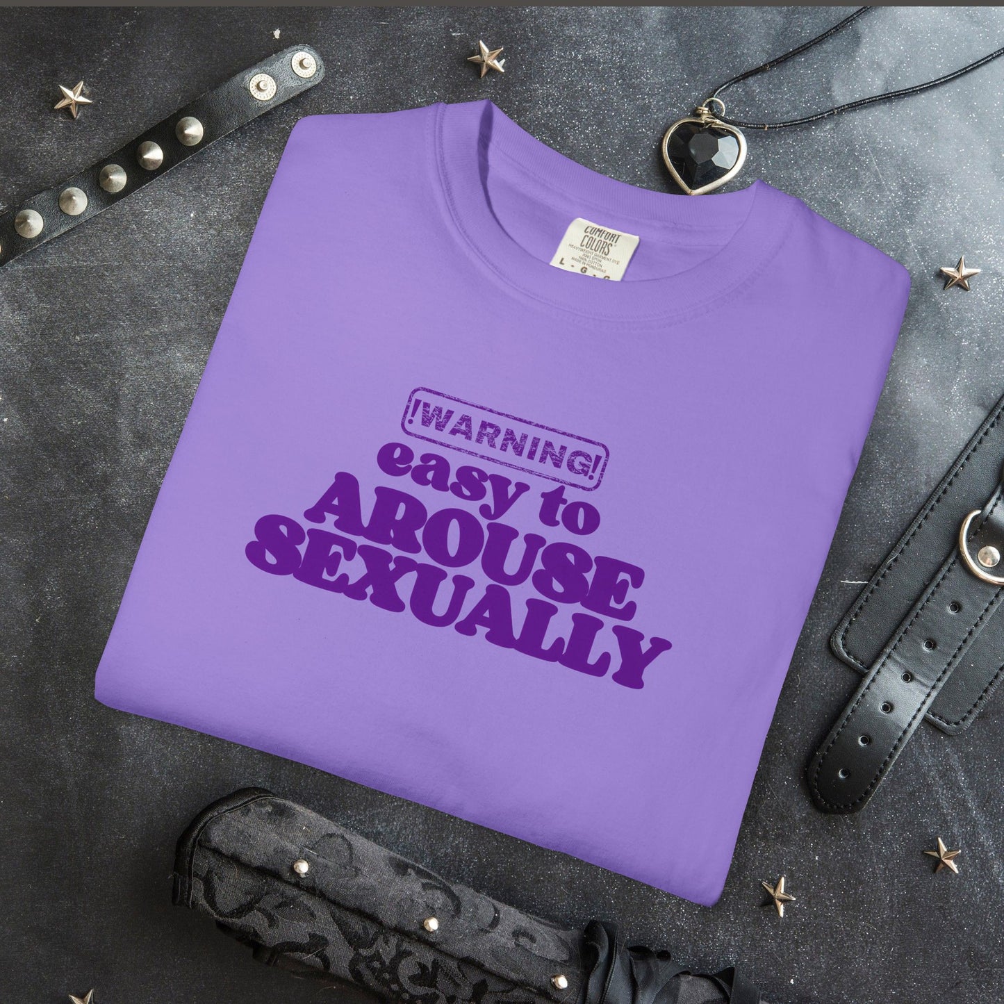 Naughty Girl Sexy T-Shirt – Comfort Colors Hot Wife Tee, Inappropriate NSFW Party Top, Easy to Arouse Unisex Garment-Dyed Shirt