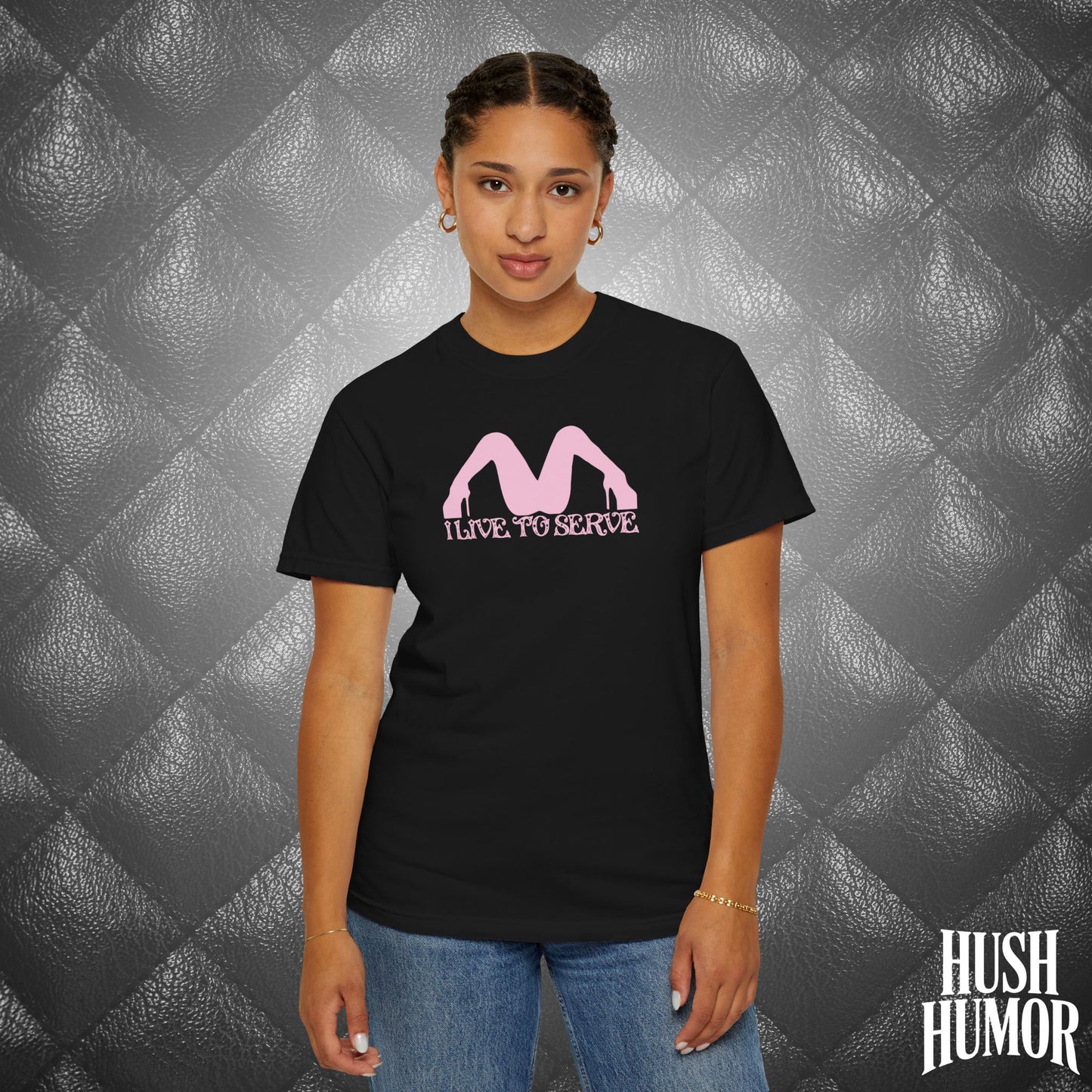 I Live to Serve Submissive T-Shirt | BDSM Kink Shirt for Women Pink graphic tee