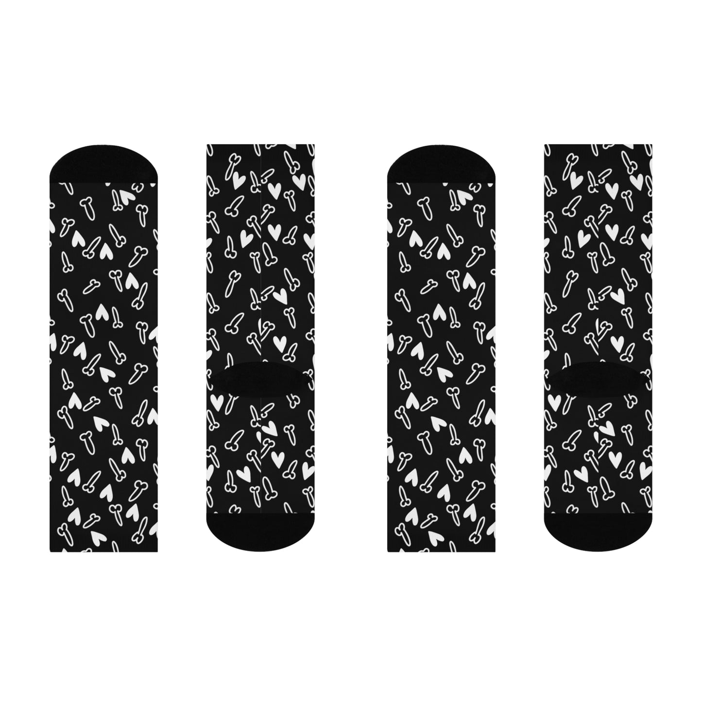 Cheeky Funny Socks – Socks with C*cks with white Hearts Cushioned Crew Socks, Valentine’s Day Gag Gift, Adult Novelty Humor