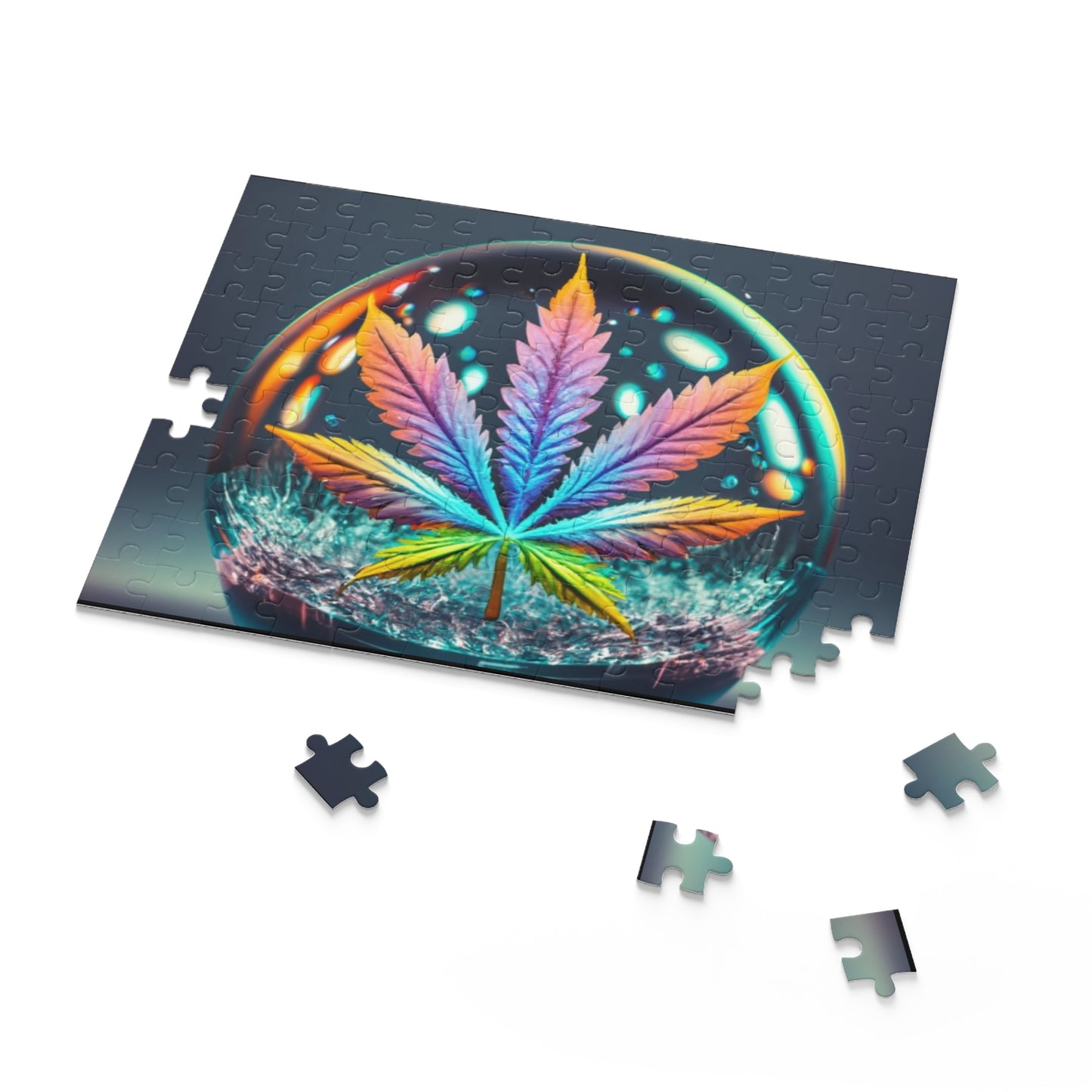Psychedelic Leaf Tripping in a Glass Orb – Vibrant Adult Jigsaw Puzzle