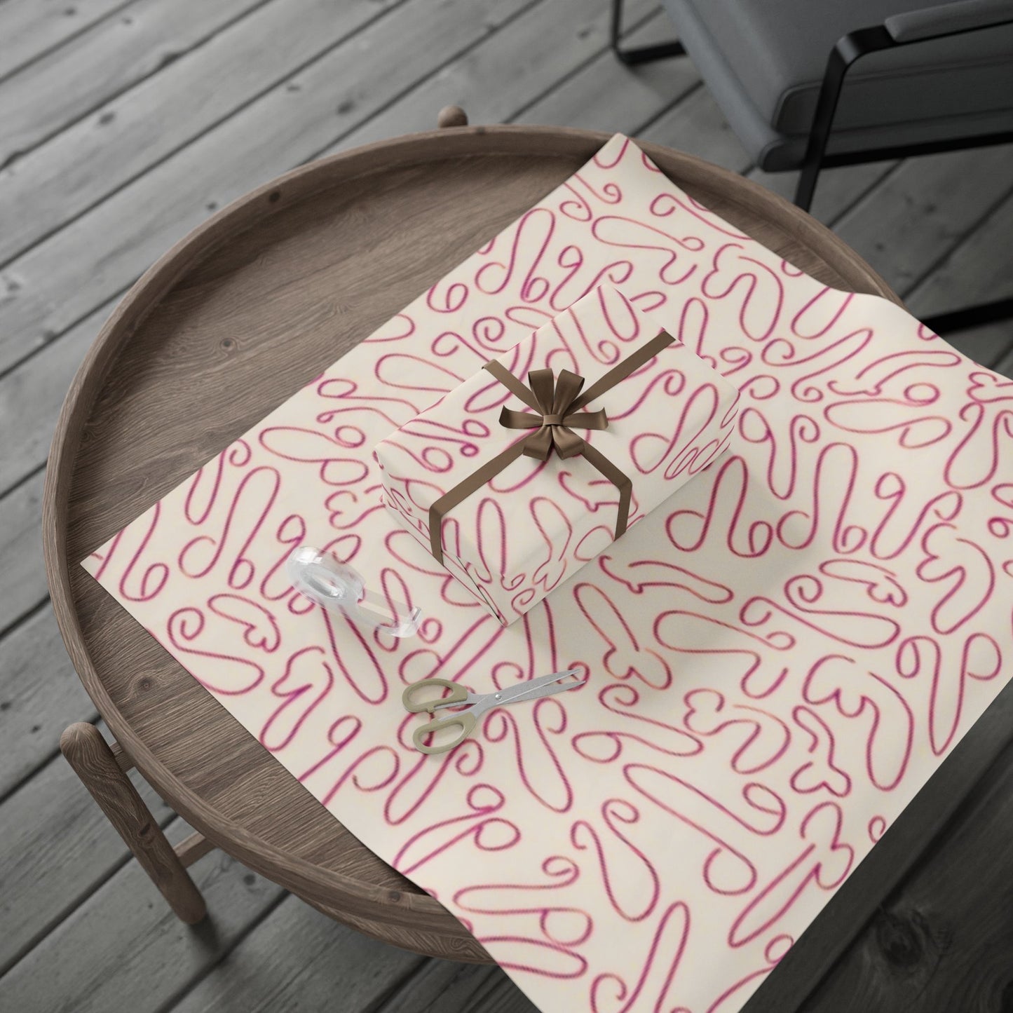 Hand drawn chic penis gift wrap for Birthdays, Holidays, Bachelorettes, Adult Naughty Paper