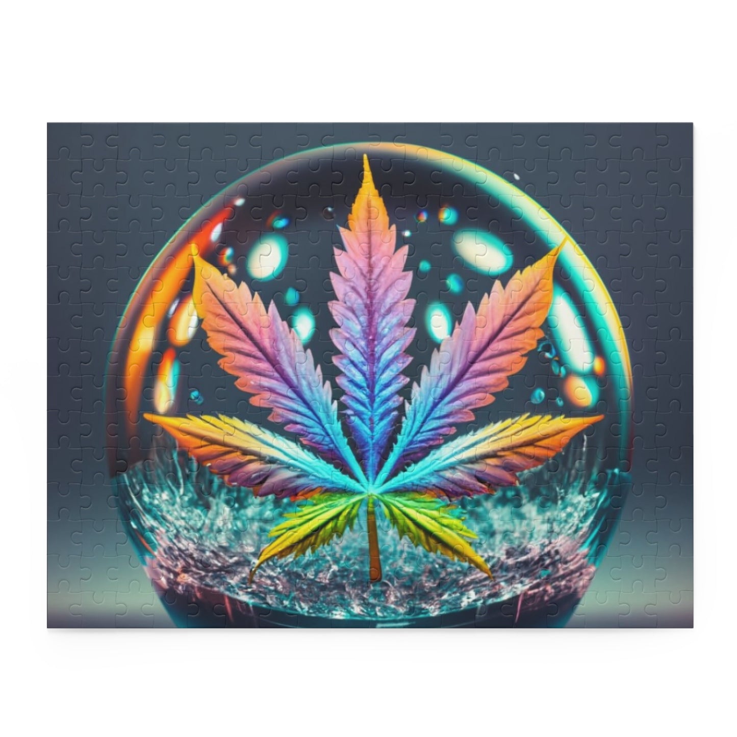 Psychedelic Leaf Tripping in a Glass Orb – Vibrant Adult Jigsaw Puzzle