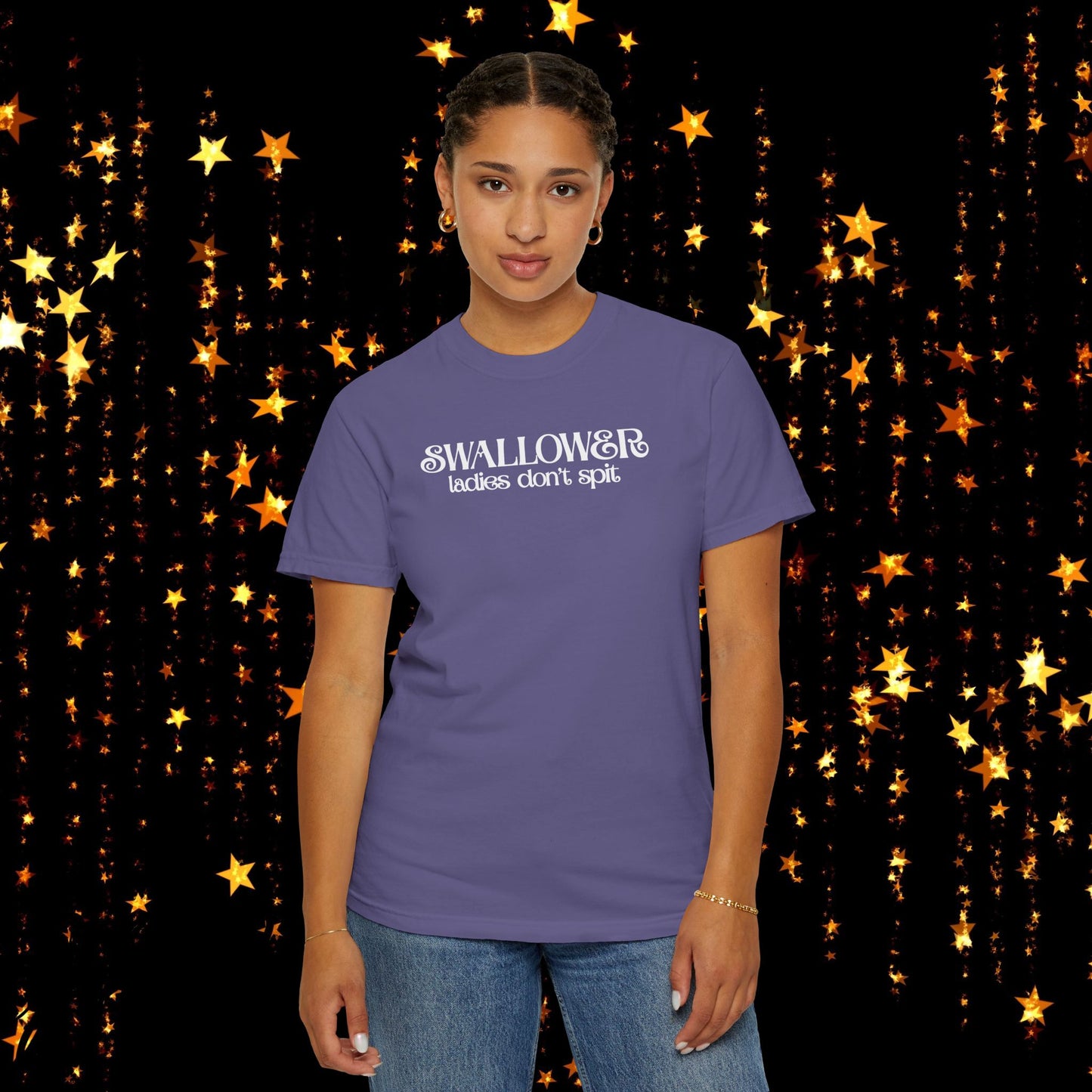 Naughty Swallower T-Shirt – Funny Oral Sex Tee for Women – Dirty Adult Humor Gift