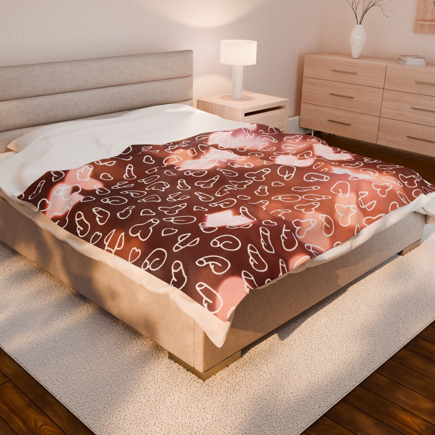 Soft Plush penis and glowing hearts blanket humorous cozy d*ck blanket gag gift soft warm dong throw