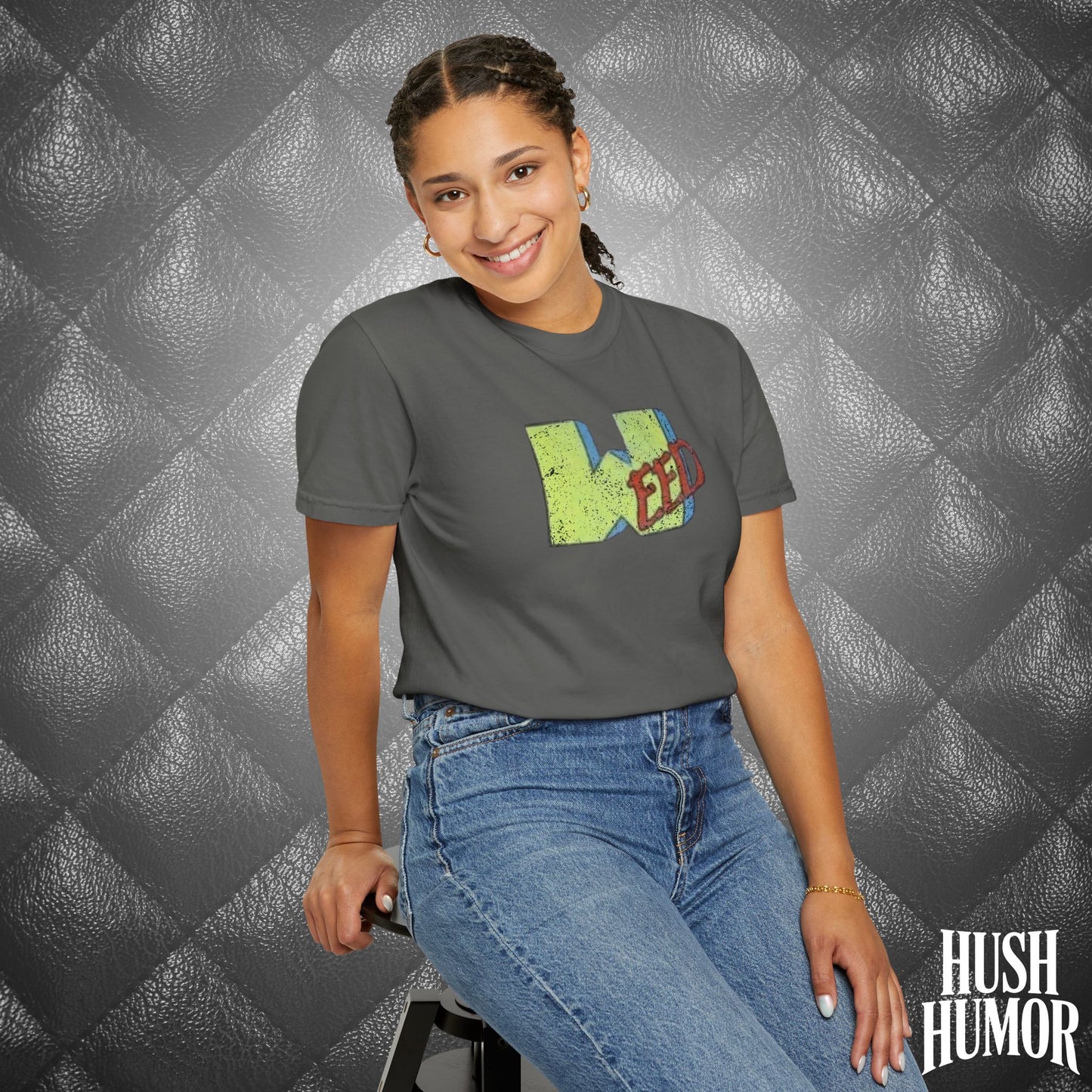 WEED Retro Graphic Tee | Stoner Girl Shirt, Funny Marijuana Meme Gift